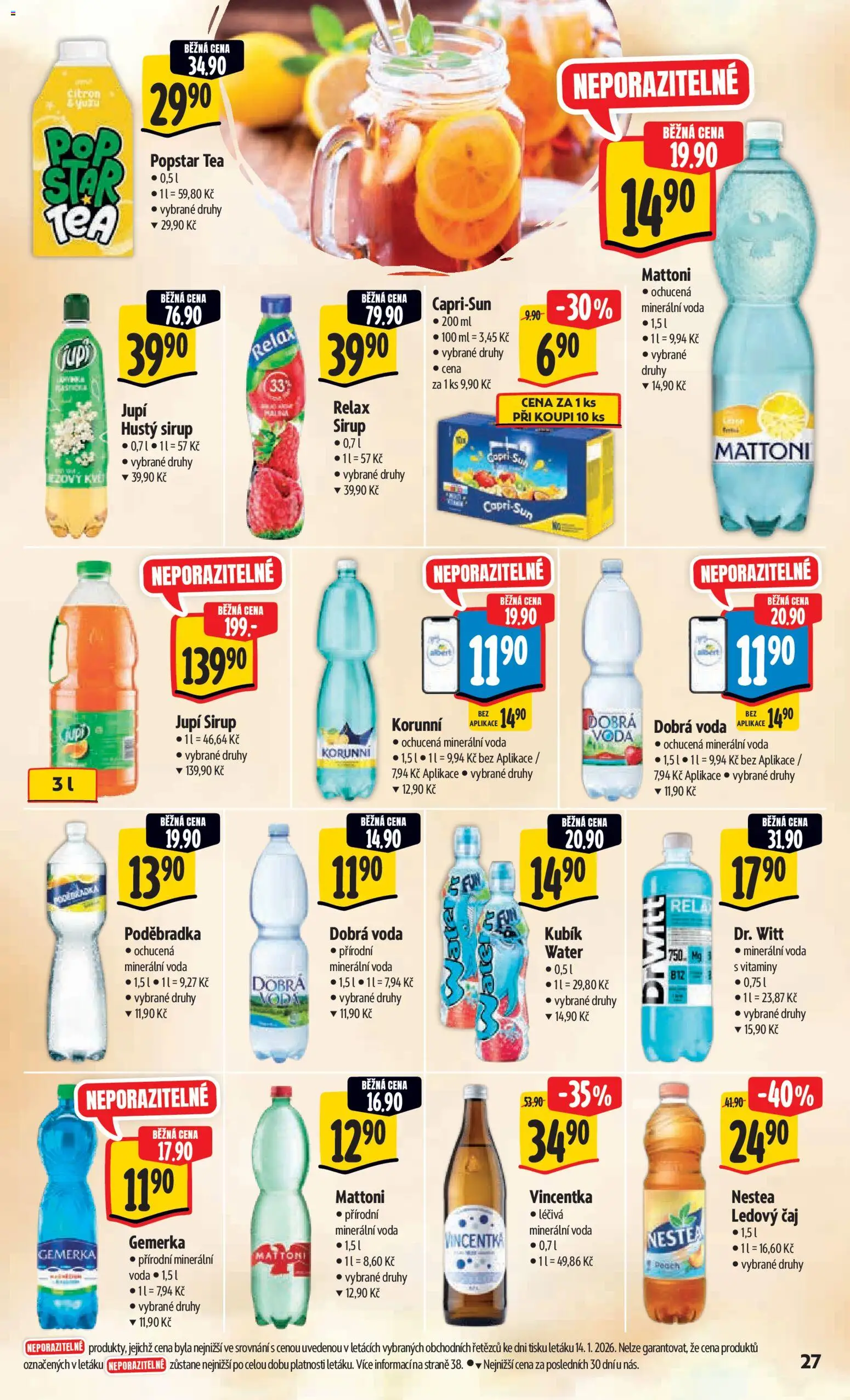 Albert leták - Hypermarket od 21.01.2026 | Strana: 33 | Produkty: Dobrá voda, Nestea, Poděbradka, Vincentka