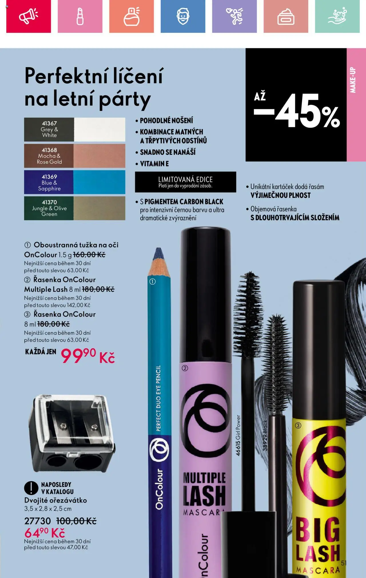 Oriflame katalog č.08/2025 od 25.05.2025 | Strana: 51 | Produkty: Makeup, Ořezávátko, Řasenka, Tužka na oči