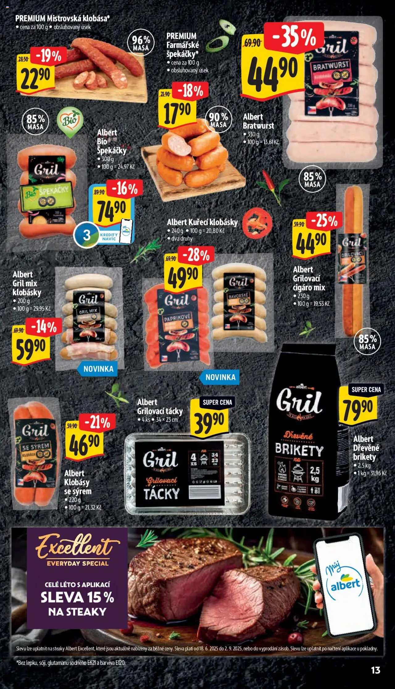 Albert leták - Supermarket od 18.06.2025 | Strana: 18 | Produkty: Dřevěné brikety, Brikety, Gril, Klobásky