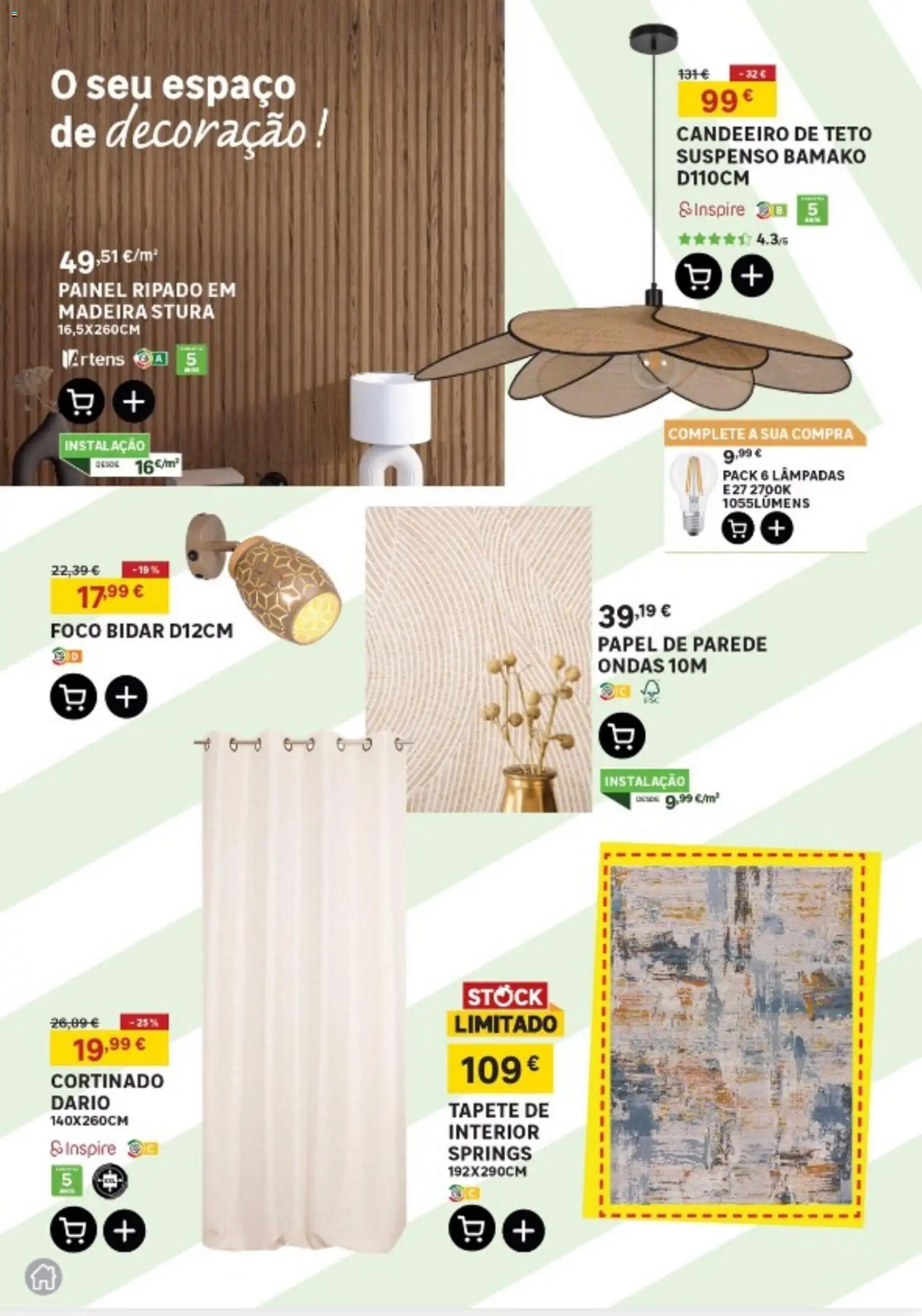 Leroy Merlin Arquipélago da Madeira │ válido de 13.11.2025 | Página: 7 | Produtos: Candeeiro, Lâmpadas, Tapete, Papel de parede