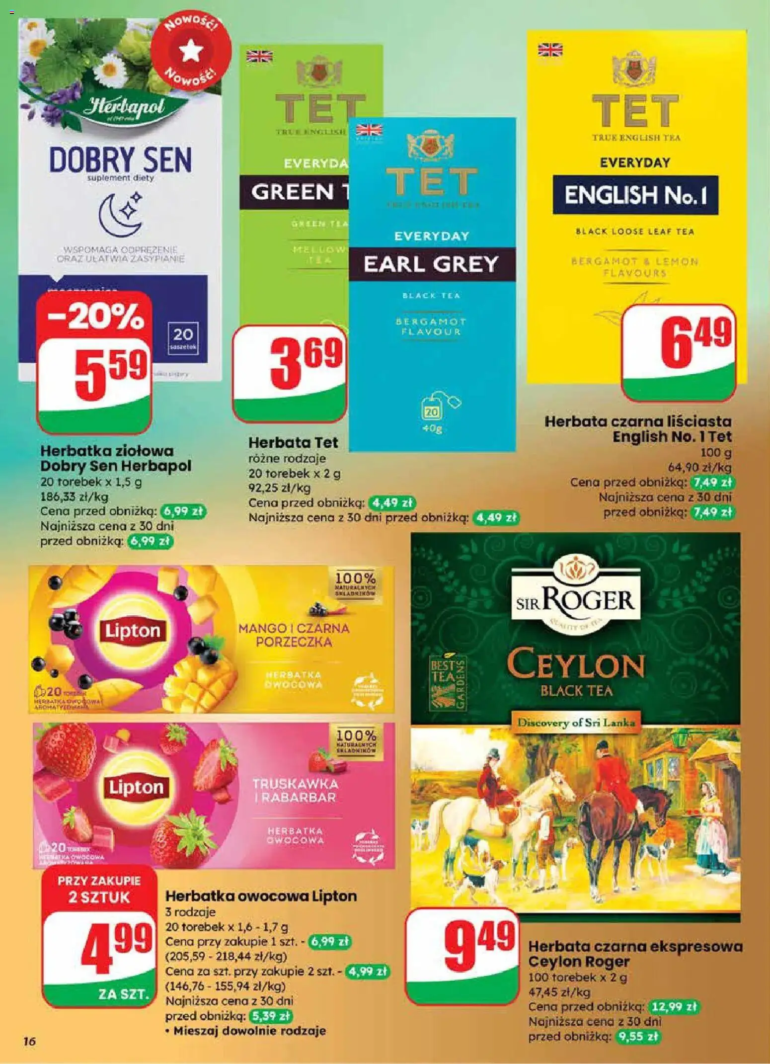 Dino gazetka od 18.03.2026 | Strona: 16 | Produkty: Mango, Porzeczka, Herbata