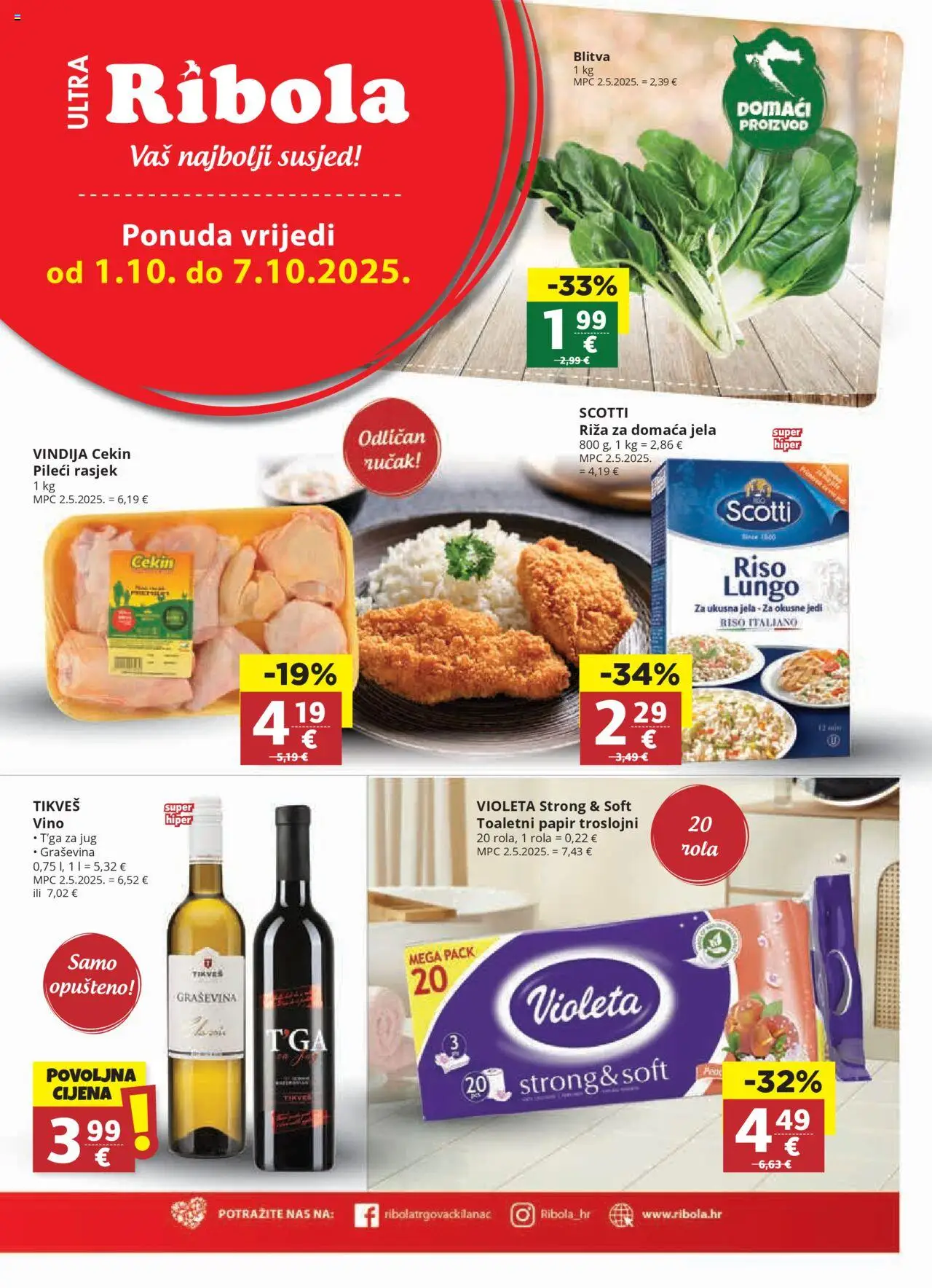 Djelo katalog | vrijedi od 01.10.2025 | Stranica: 1 | Proizvodi: Vindija, Riža, Toaletni papir, Violeta