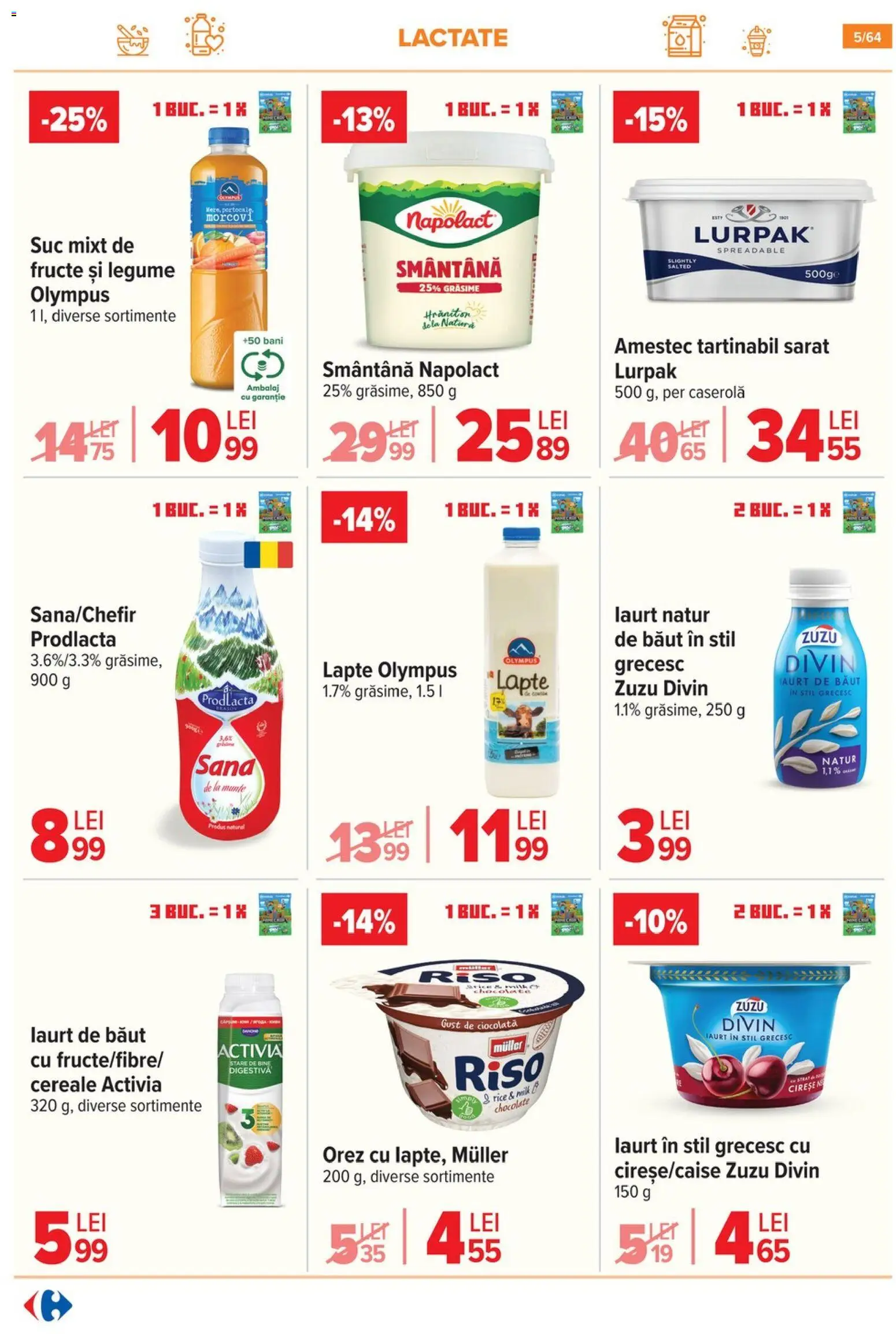 Noul catalog Carrefour – valabil de la 29.10.2025 | Pagină: 7 | Produse: Lapte, Ciocolată, Smântână, Fructe
