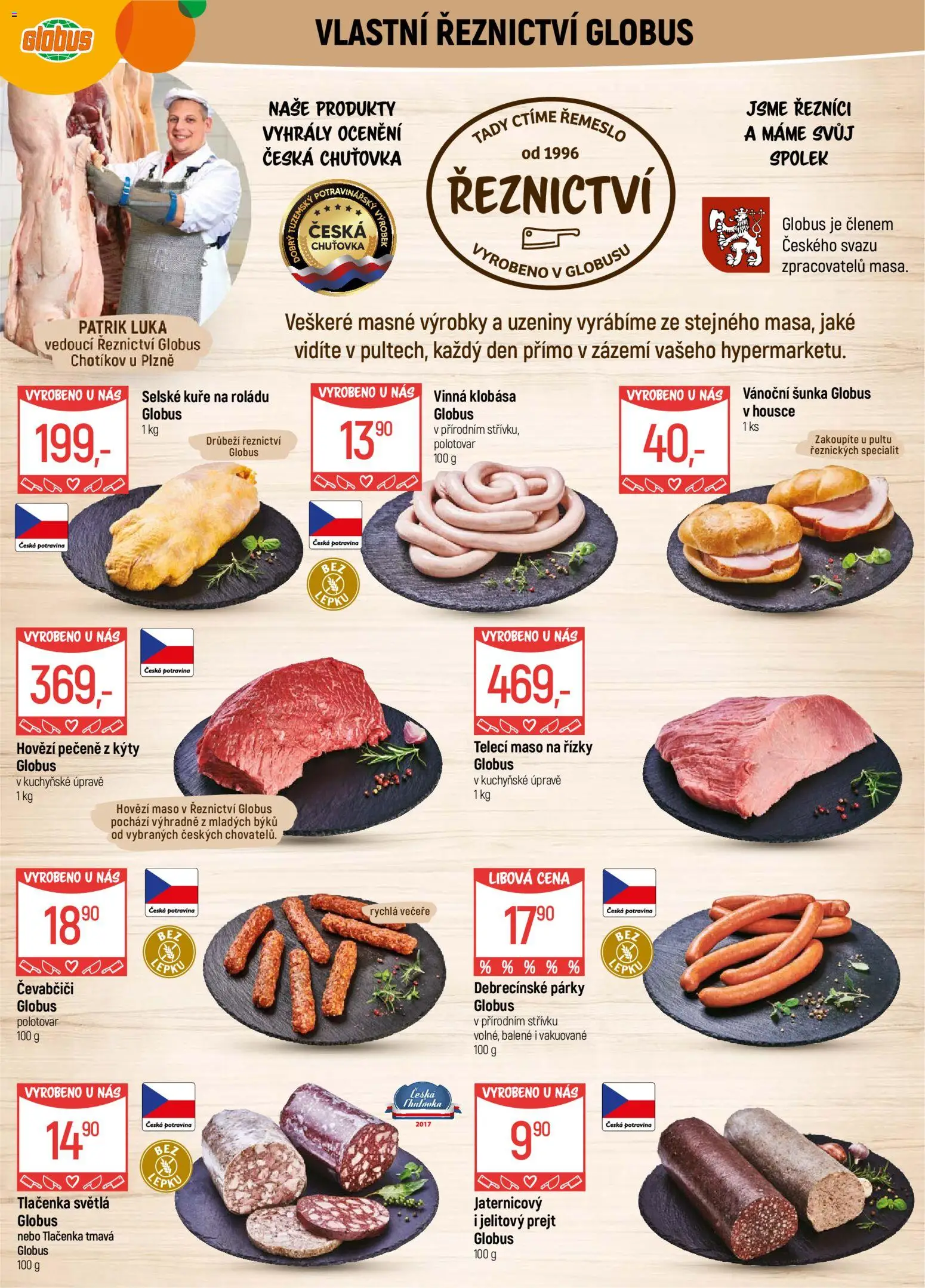 Globus leták - Plzeň od 03.12.2025 | Strana: 5 | Produkty: Globus, Vinná klobása, Uzeniny, Maso