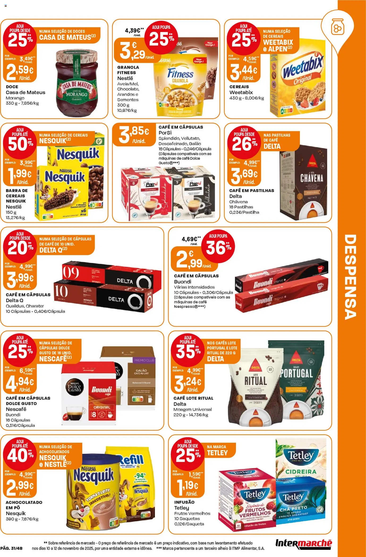 Intermarché folheto │ válido de 18.12.2025 | Página: 31 | Produtos: Cafe buondi, Delta q, Dolce gusto, Cereais