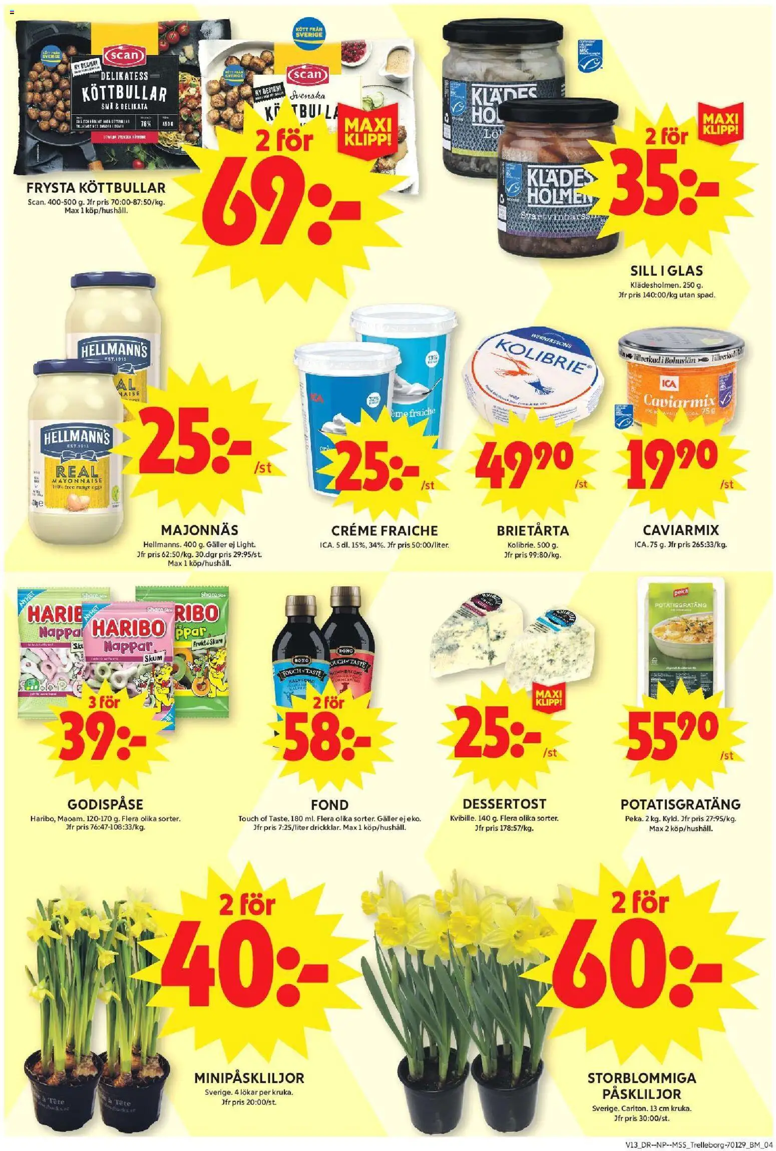 ICA Maxi reklamblad aktuell från 23.03.2026 | Sida: 6 | Produkter: Köttbullar, Sill, Creme fraiche, Majonnäs