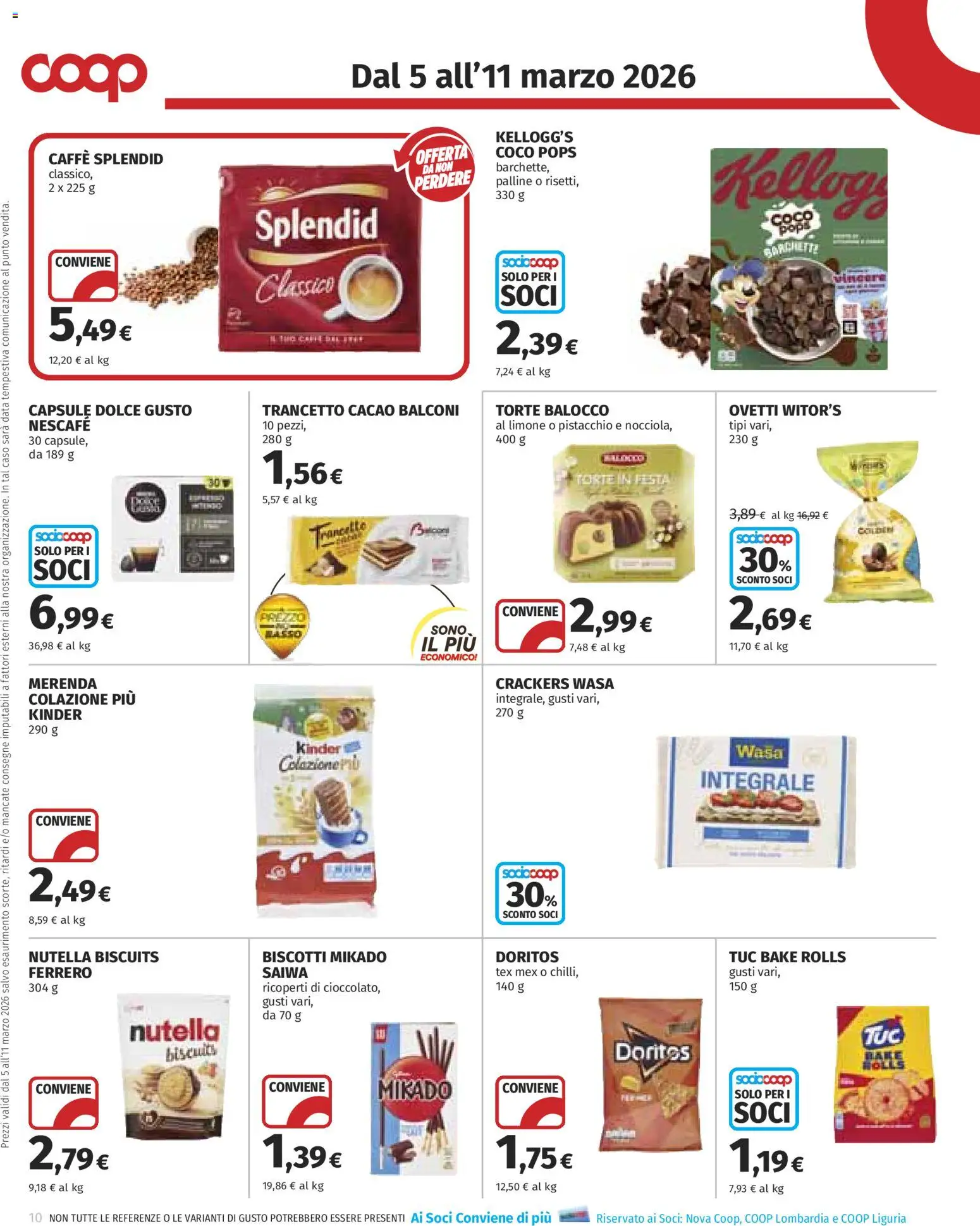 Volantino COOP del 05.03.2026 | Pagina: 10 | Prodotti: Caffè, Biscotti, Crackers, Data