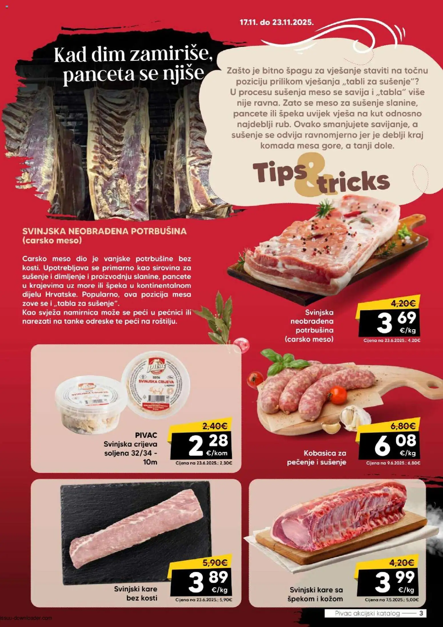 Pivac katalog | vrijedi od 17.11.2025 | Stranica: 3 | Proizvodi: Carsko meso, Meso, Kobasica, Panceta