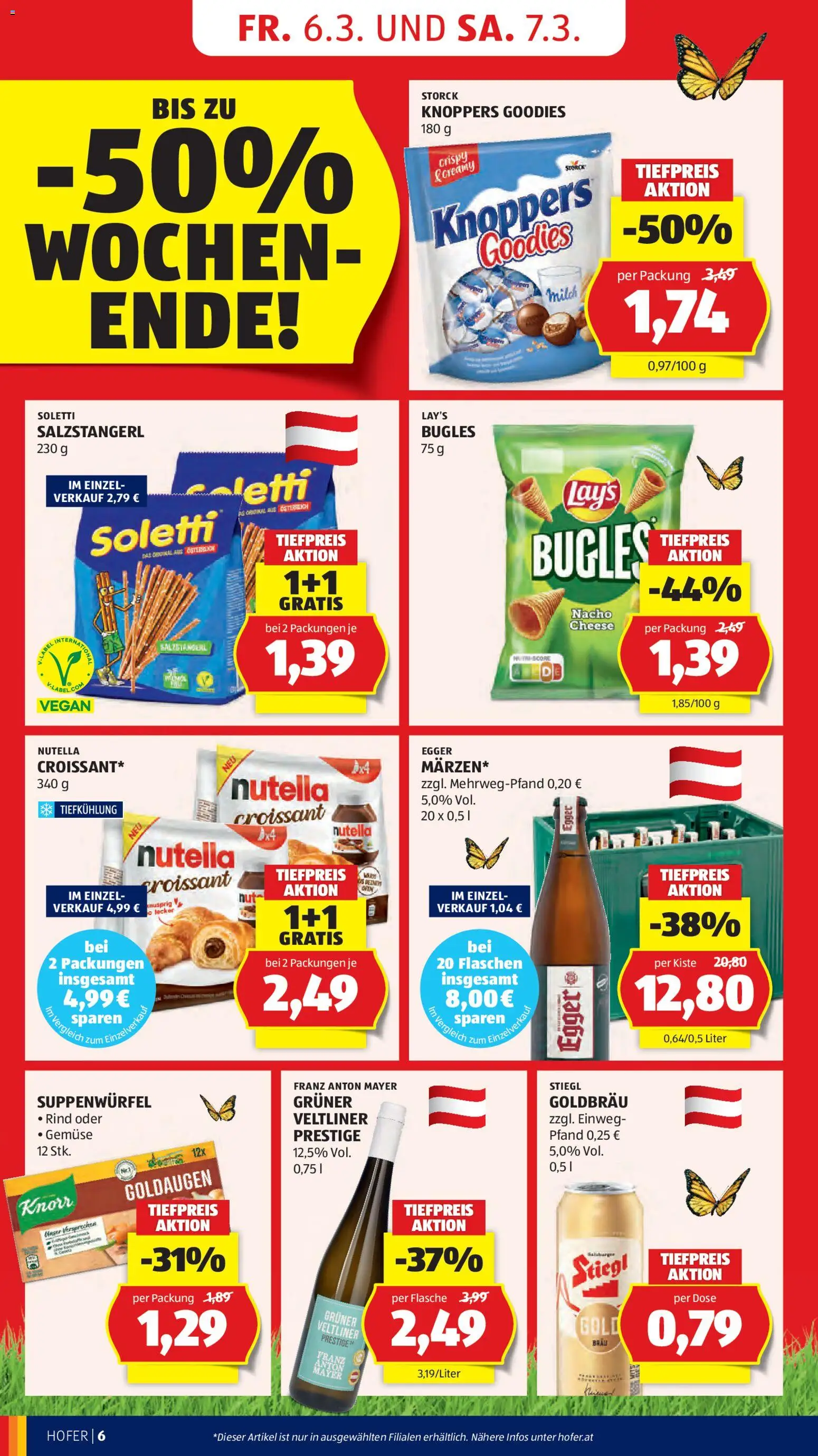 Hofer AT akciós ujság - amely érvényes a következő dátumtól: 06.03.2026 | Oldal: 8 | Termékek: Croissant, Nutella, Vegán