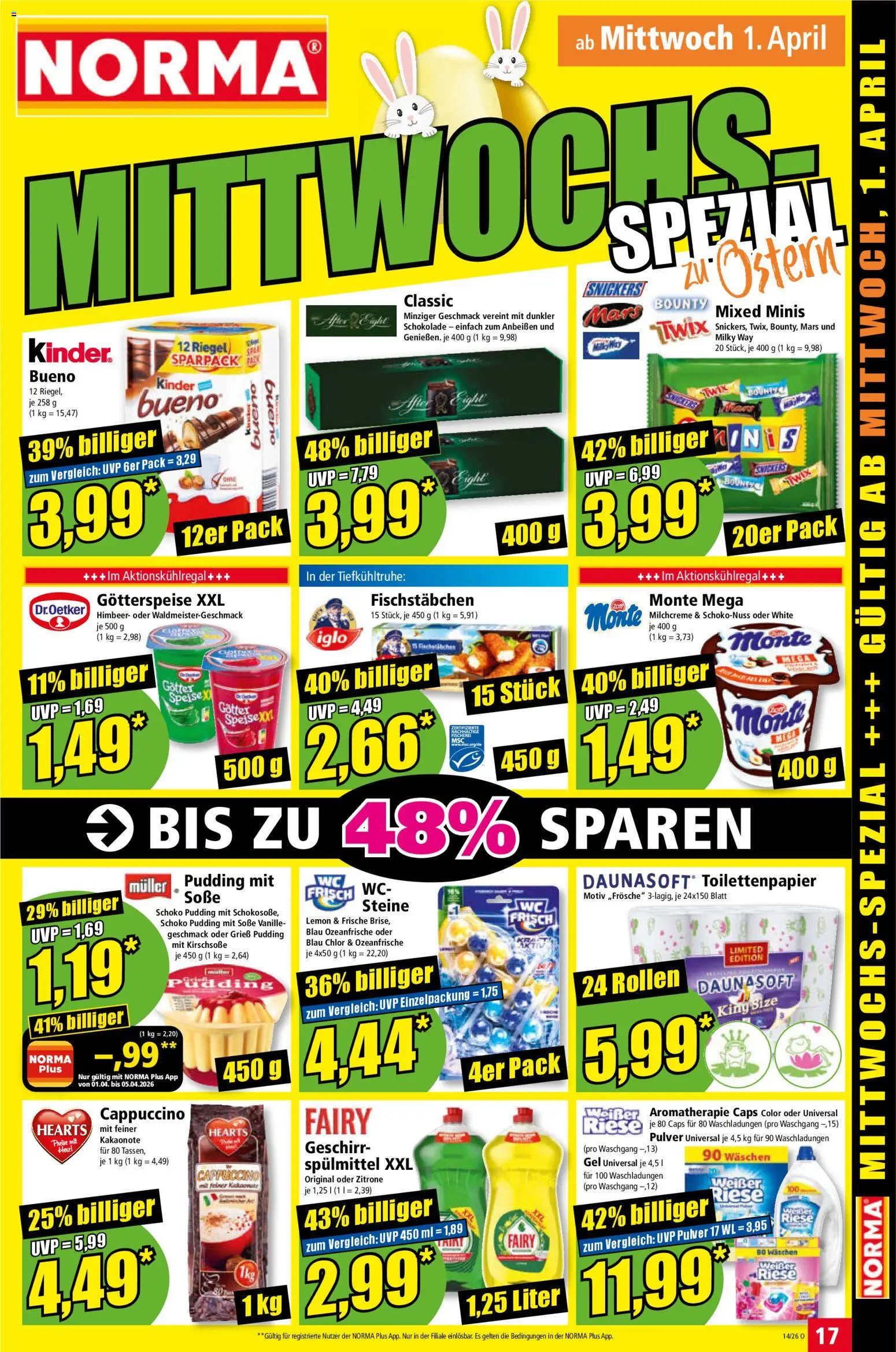 Norma Prospekt 	 – gültig ab 30.03.2026 | Seite: 18 | Produkte: Schokolade, Iglo, Snickers, Soße