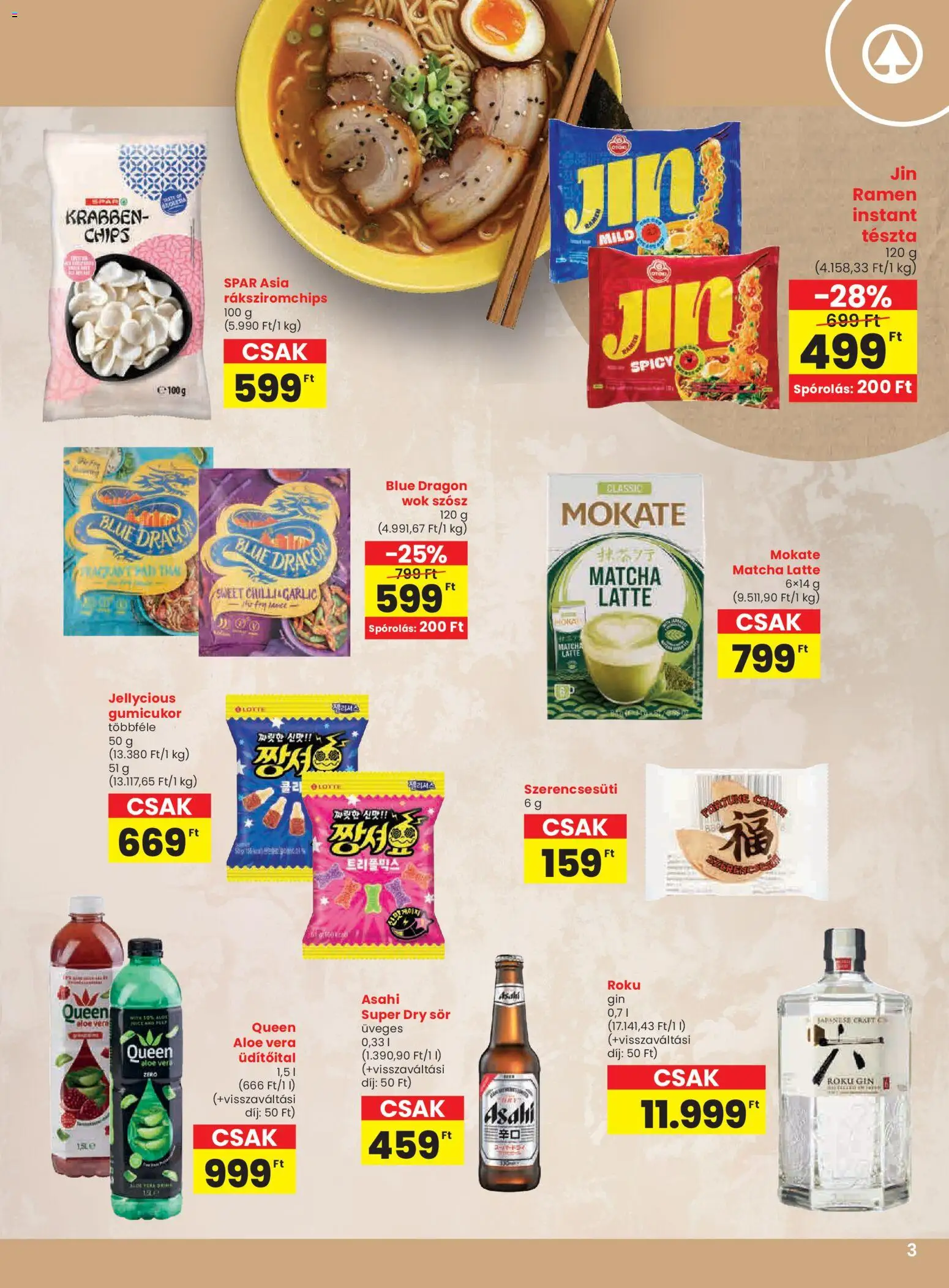 Spar akciós ujság - amely érvényes a következő dátumtól: 22.01.2026 | Oldal: 3 | Termékek: Chips, Aloe vera, Tészta, Gin