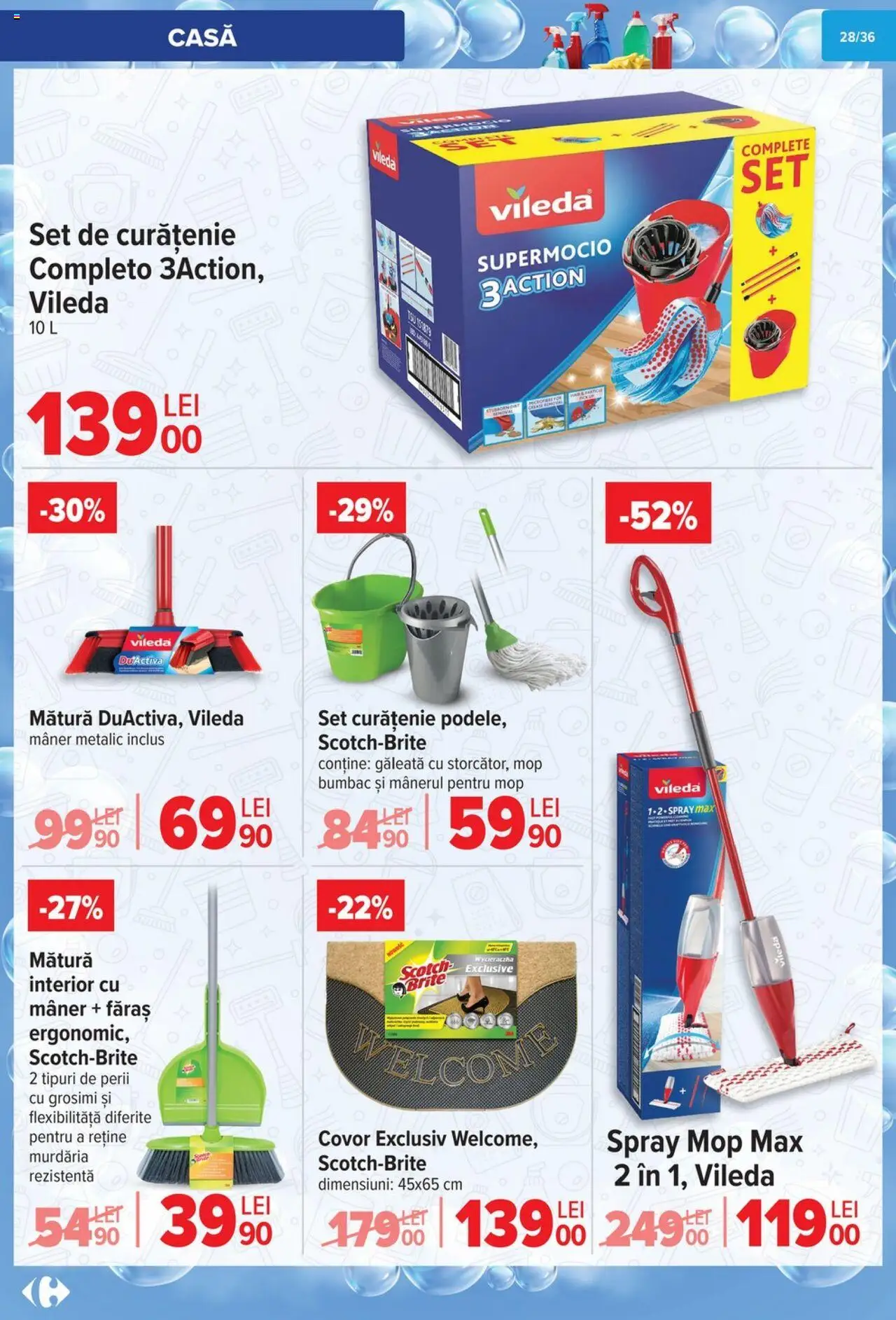 Noul catalog Carrefour – valabil de la 01.10.2025 | Pagină: 29 | Produse: Mop, Mătură, Mâner, Covor