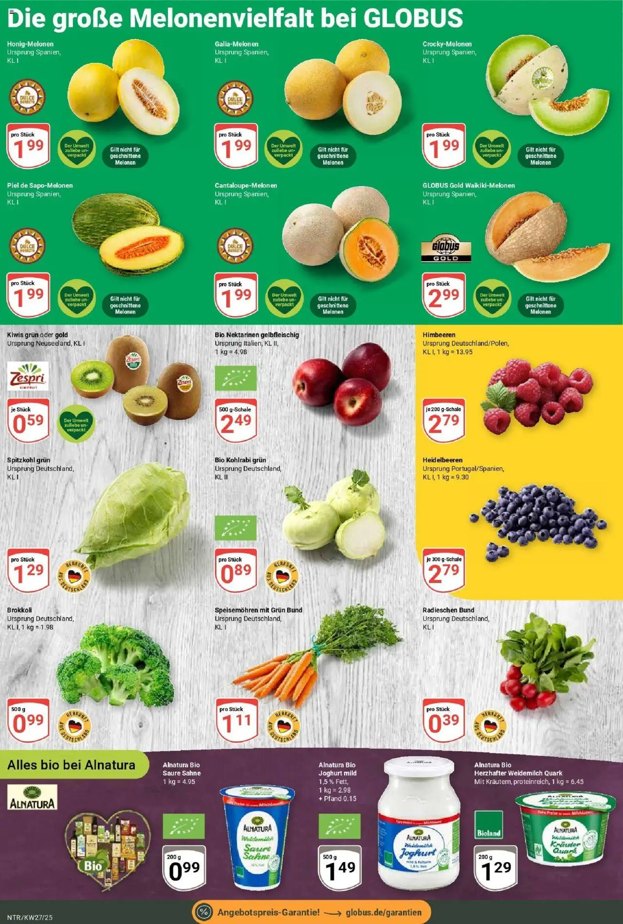 Globus prospekt Neutraubling	 - gültig ab dem 29.06.2025 | Seite: 9 | Produkte: Himbeeren, Quark, Kohlrabi, Kiwi