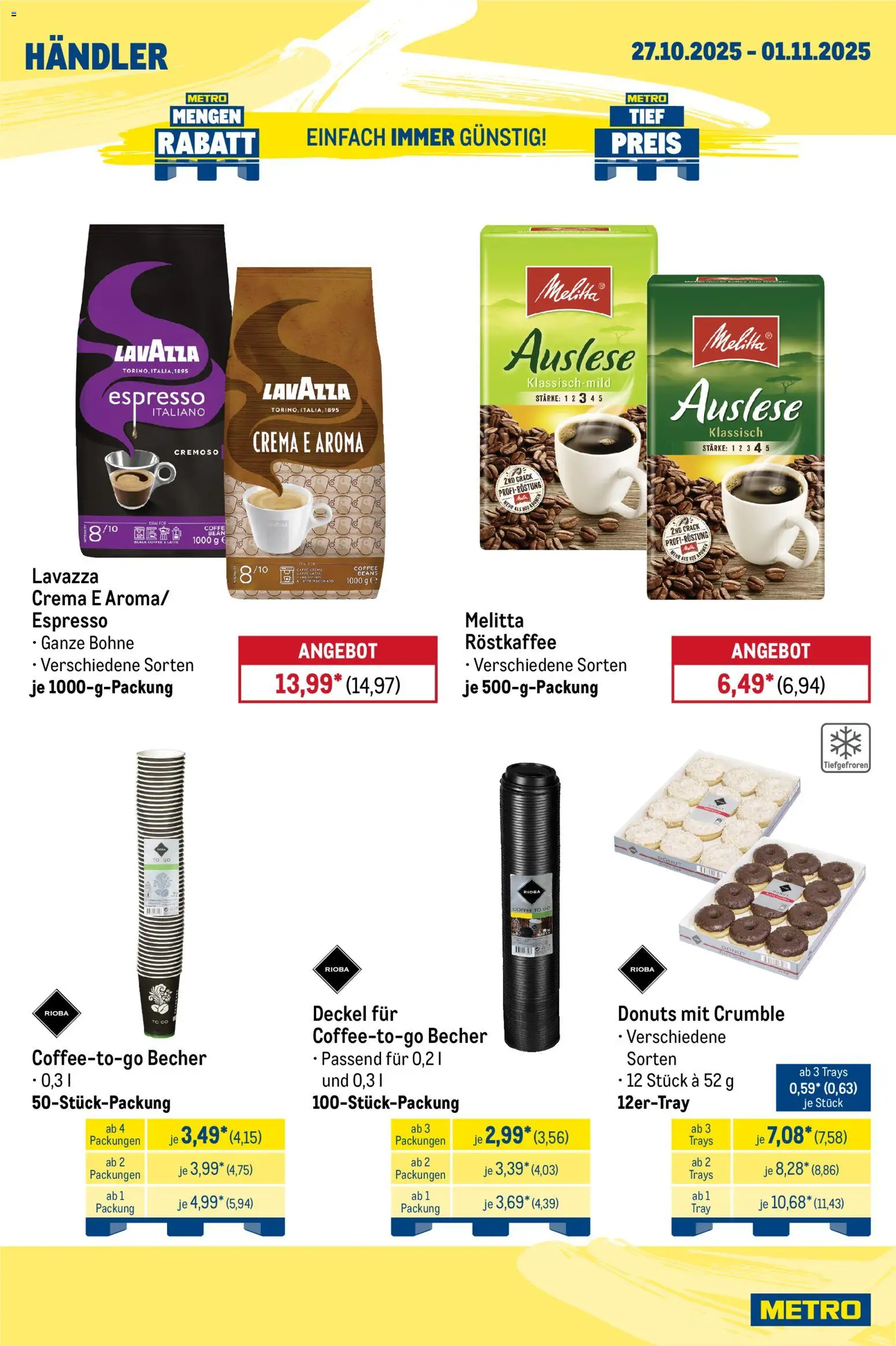 Metro Wochen-Angebote Händler – gültig ab 27.10.2025 | Seite: 8 | Produkte: Melitta, Lavazza, Donuts