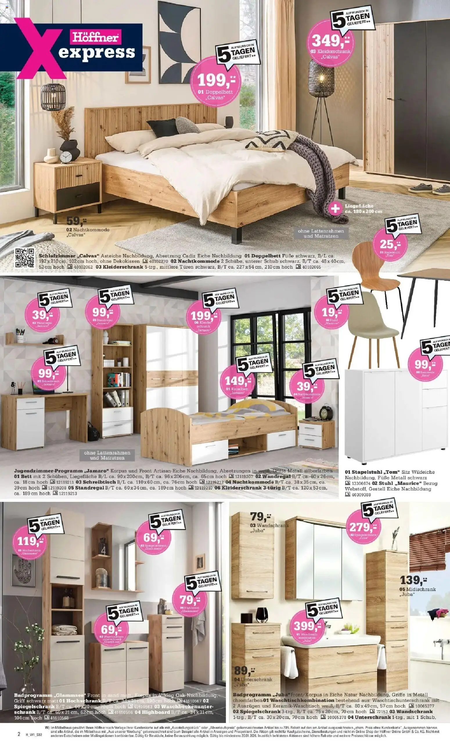 Höffner - Höffner: Möbelangebote – gültig ab 09.01.2026 | Seite: 2 | Produkte: Wandregal, Kleiderschrank, Stuhl, Unterschrank