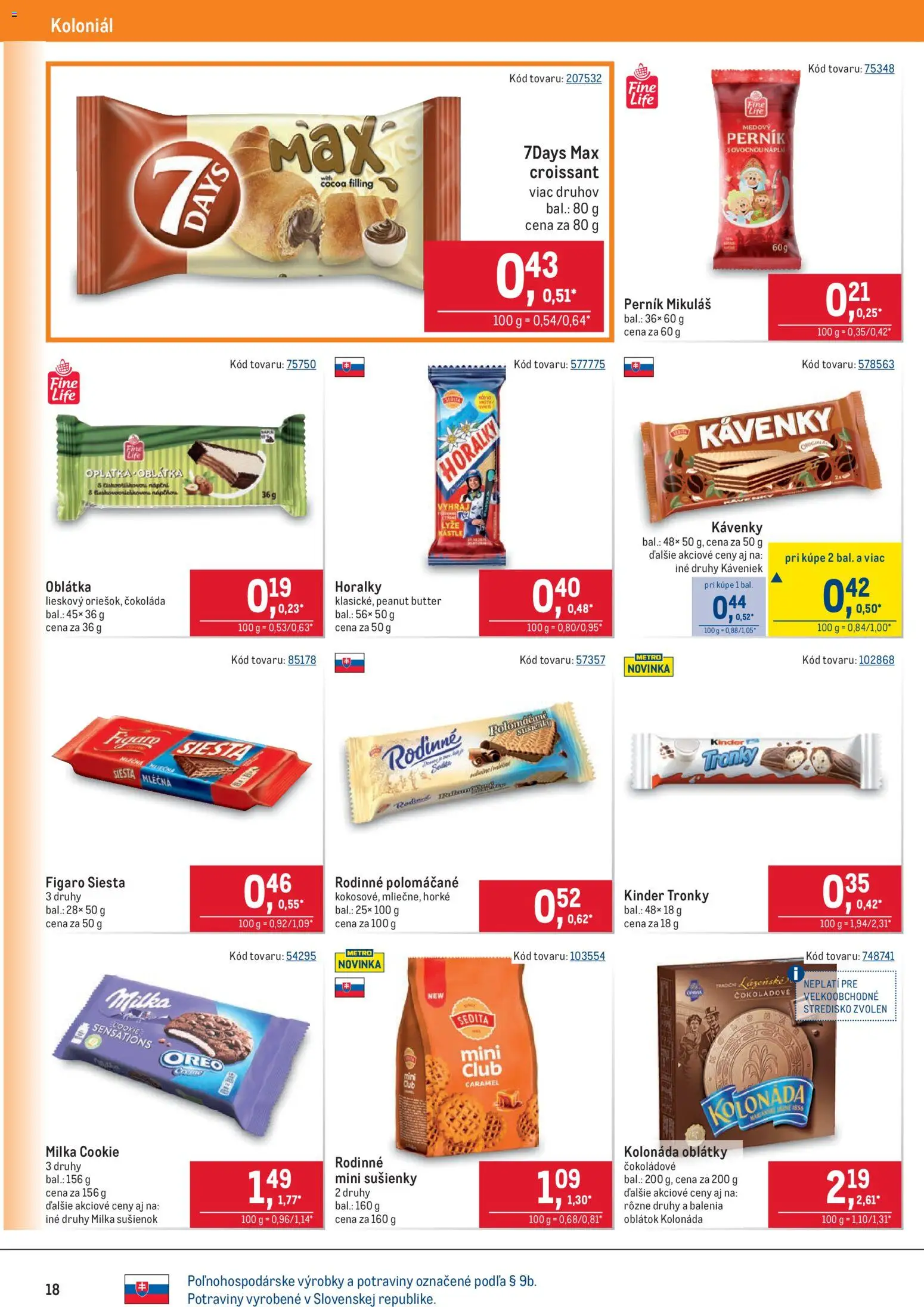 Nové Metro akcie – leták je platný od 05.11.2025 | Strana: 18 | Produkty: Croissant, Čokoláda, Milka, Horálky