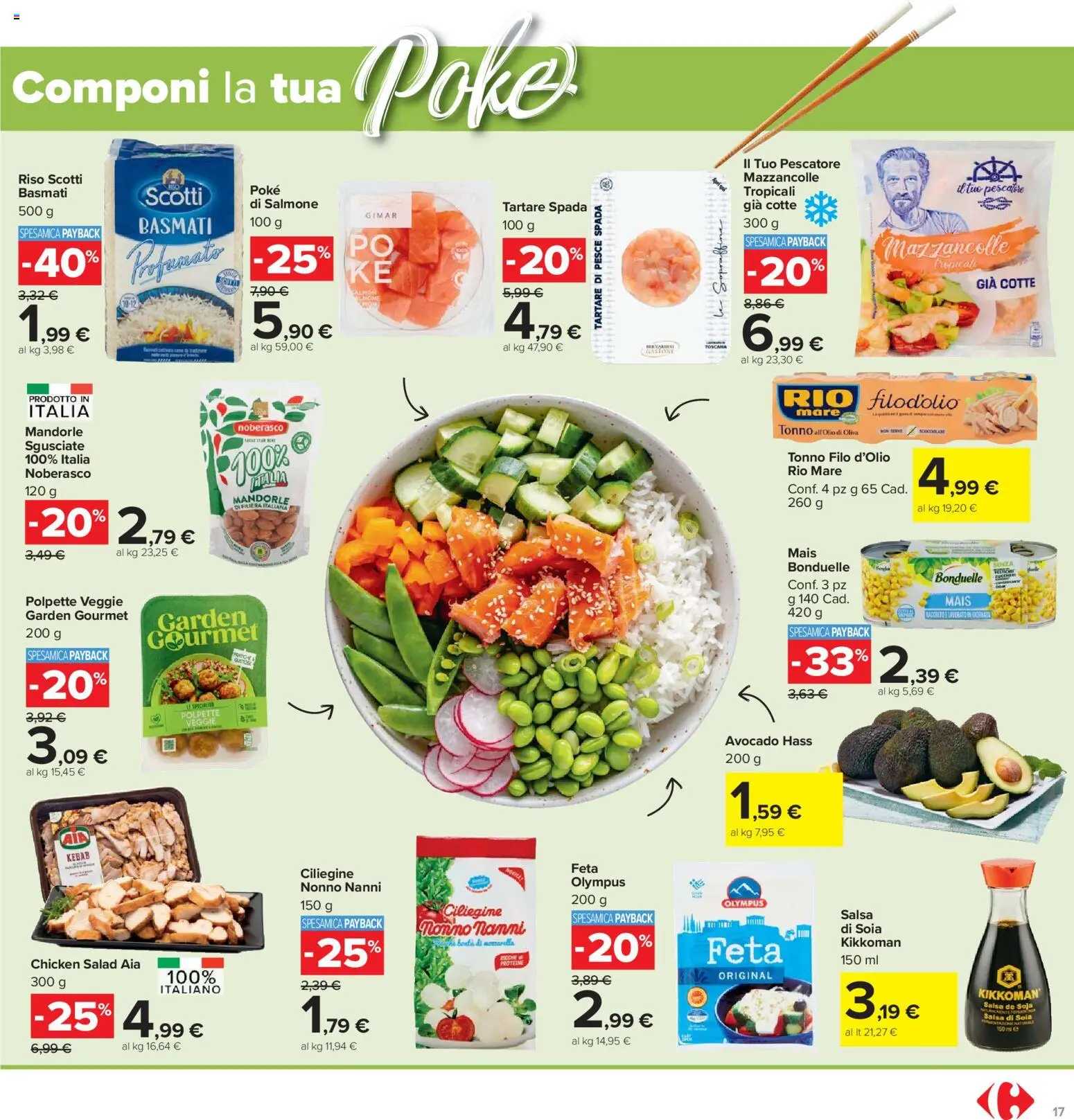 Volantino Carrefour del 21.04.2026 | Pagina: 17 | Prodotti: Salmone, Mazzancolle, Feta, Pesce spada