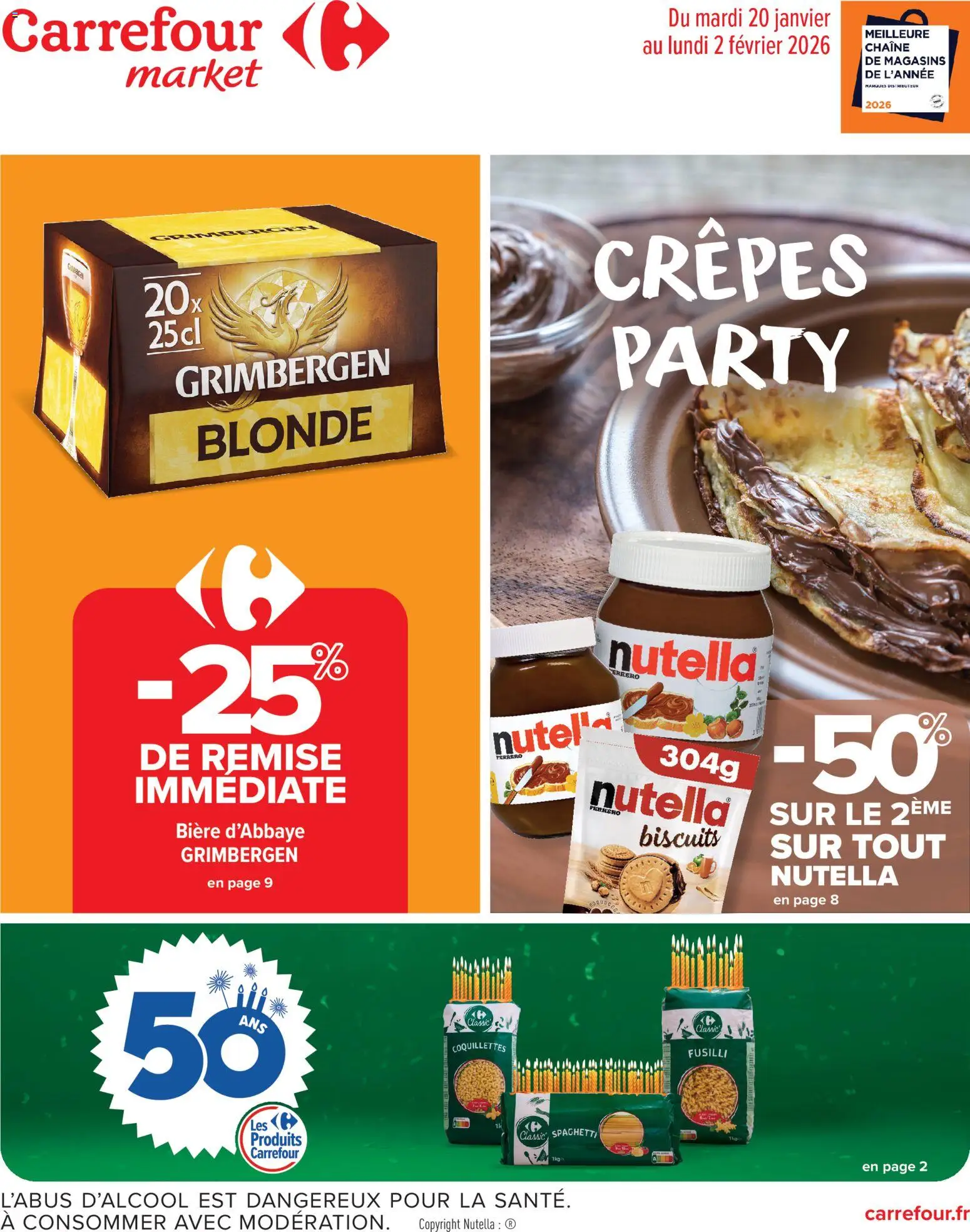 {H1} | Page: 1 | Produits: Fusilli, Nutella, Bière, Biscuits