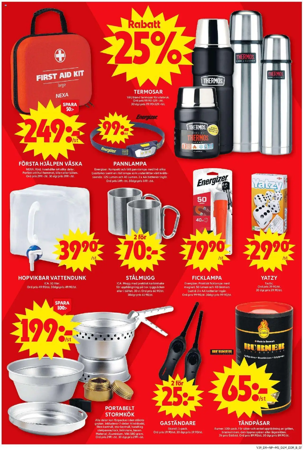 ICA Maxi reklamblad aktuell från 22.09.2025 | Sida: 15 | Produkter: Batterier, Grill, Lampa, Thermos