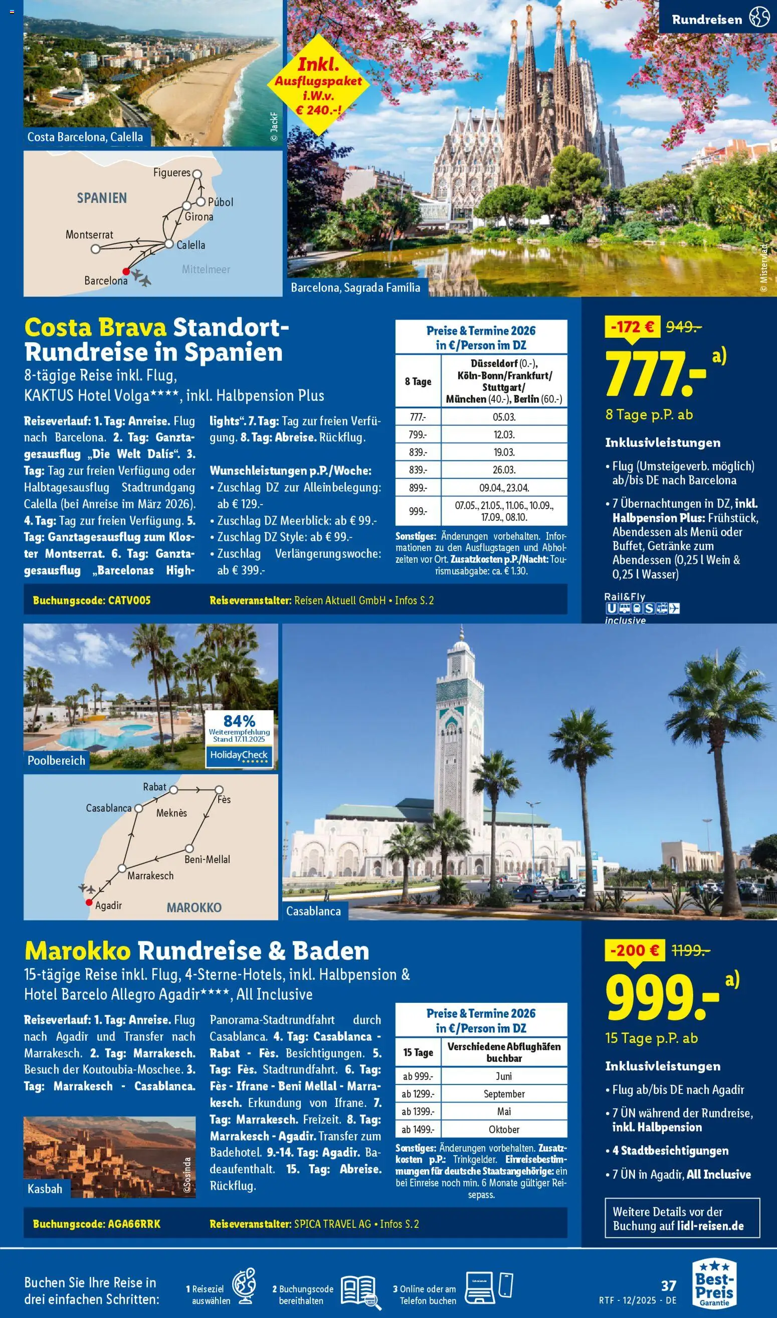 Lidl Reisen Dezember/Januar Reise-Highlights – gültig ab 12.12.2025 | Seite: 37 | Produkte: Wasser, Wein, Telefon