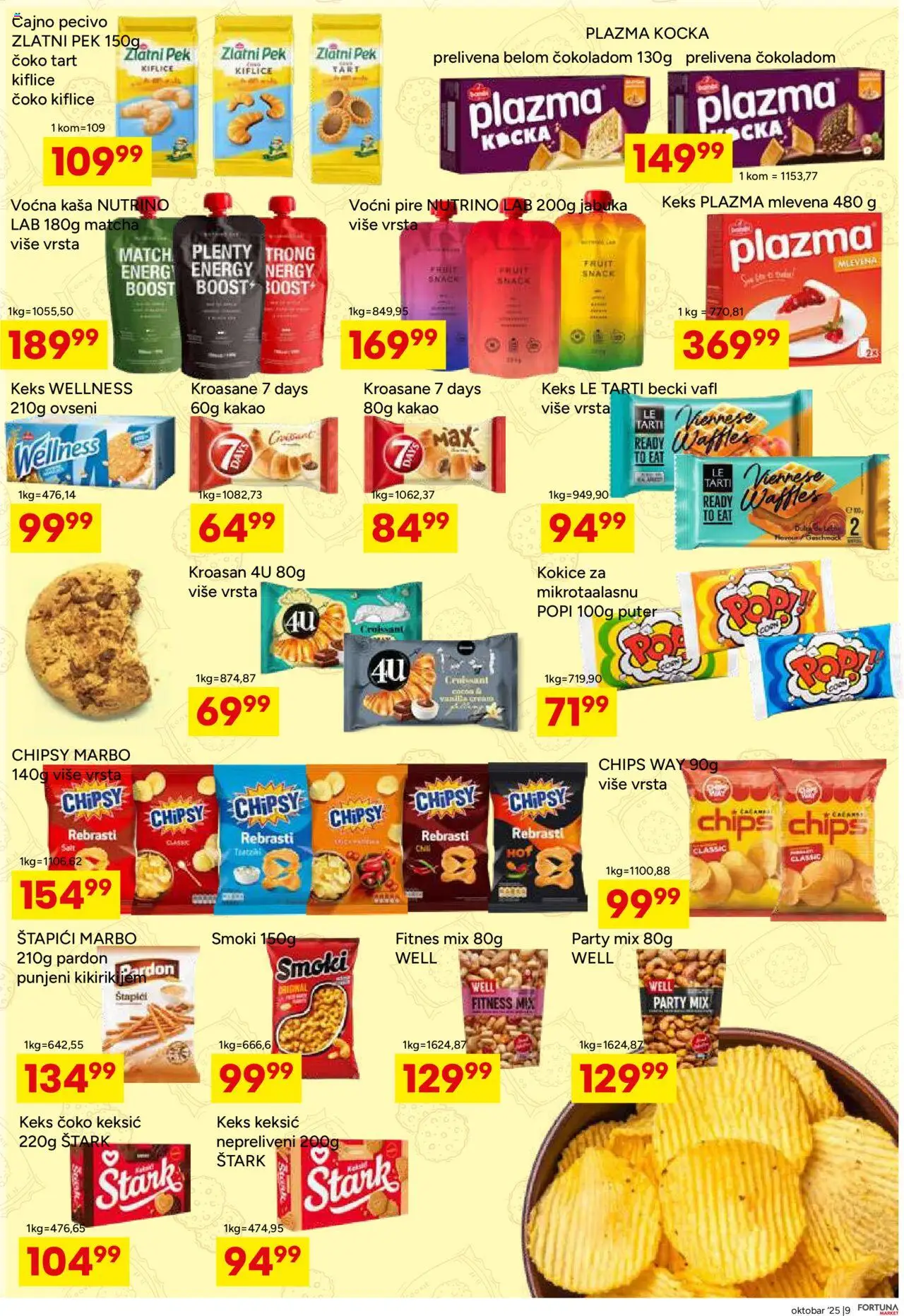 Fortuna Market katalog - važi od 13.10.2025 | Strana: 9 | Proizvode: Keks, Smoki, Puter, Pecivo