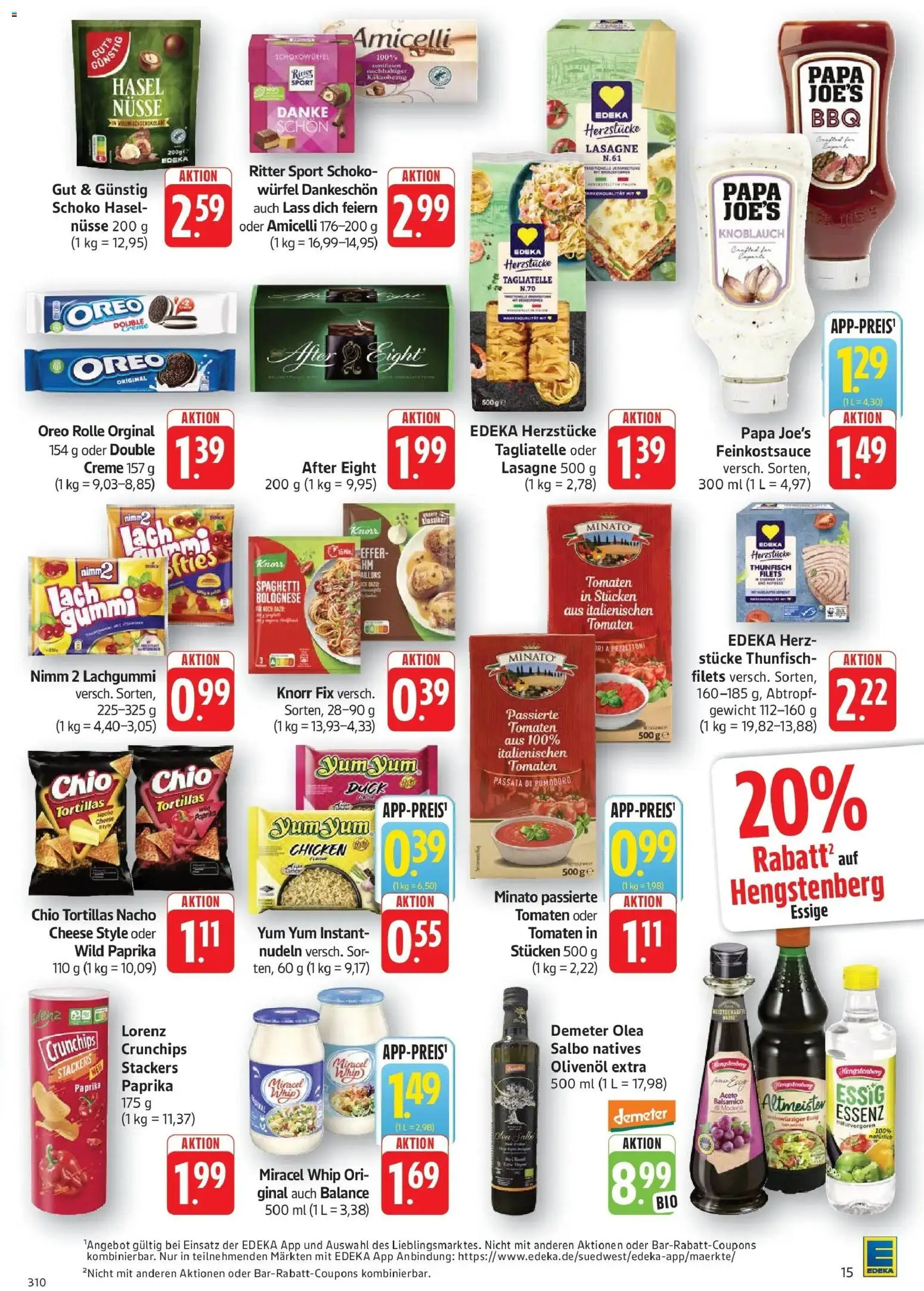 Edeka prospekt Geislingen	 – gültig ab 16.03.2026 | Seite: 15 | Produkte: Miracel whip, Lorenz crunchips, Chips, Nüsse