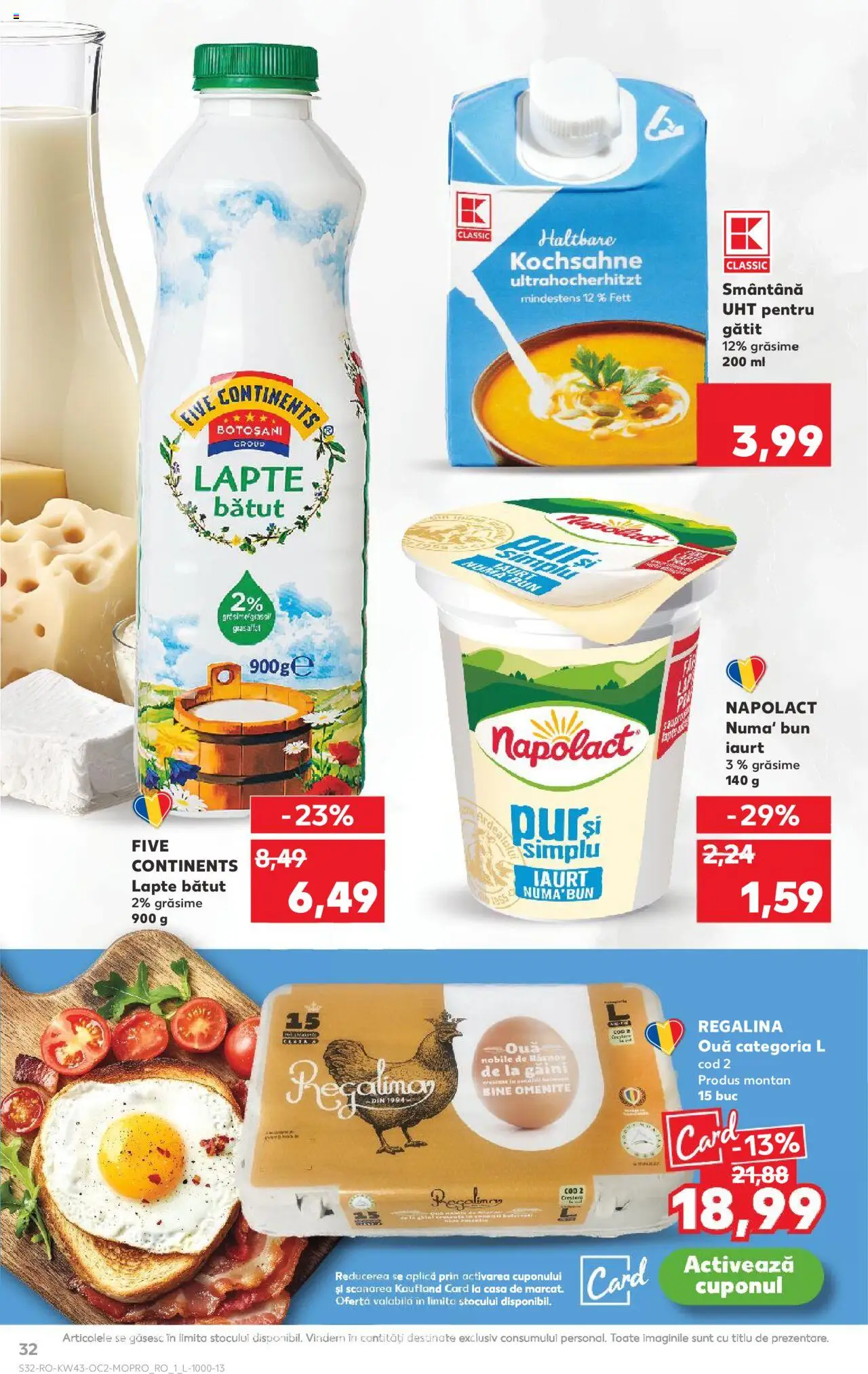 Noul catalog Kaufland – valabil de la 22.10.2025 | Pagină: 32 | Produse: Lapte, Iaurt, Ouă, Smântână