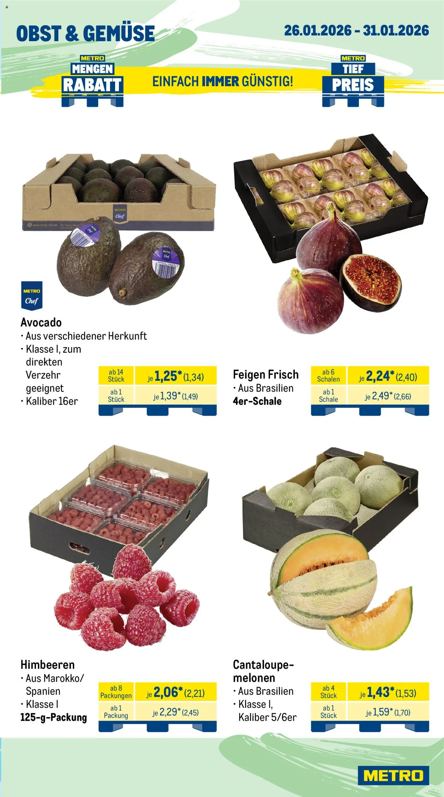 Metro Prospekt 	 – gültig ab 26.01.2026 | Seite: 9 | Produkte: Himbeeren, Avocado, Gemüse, Obst