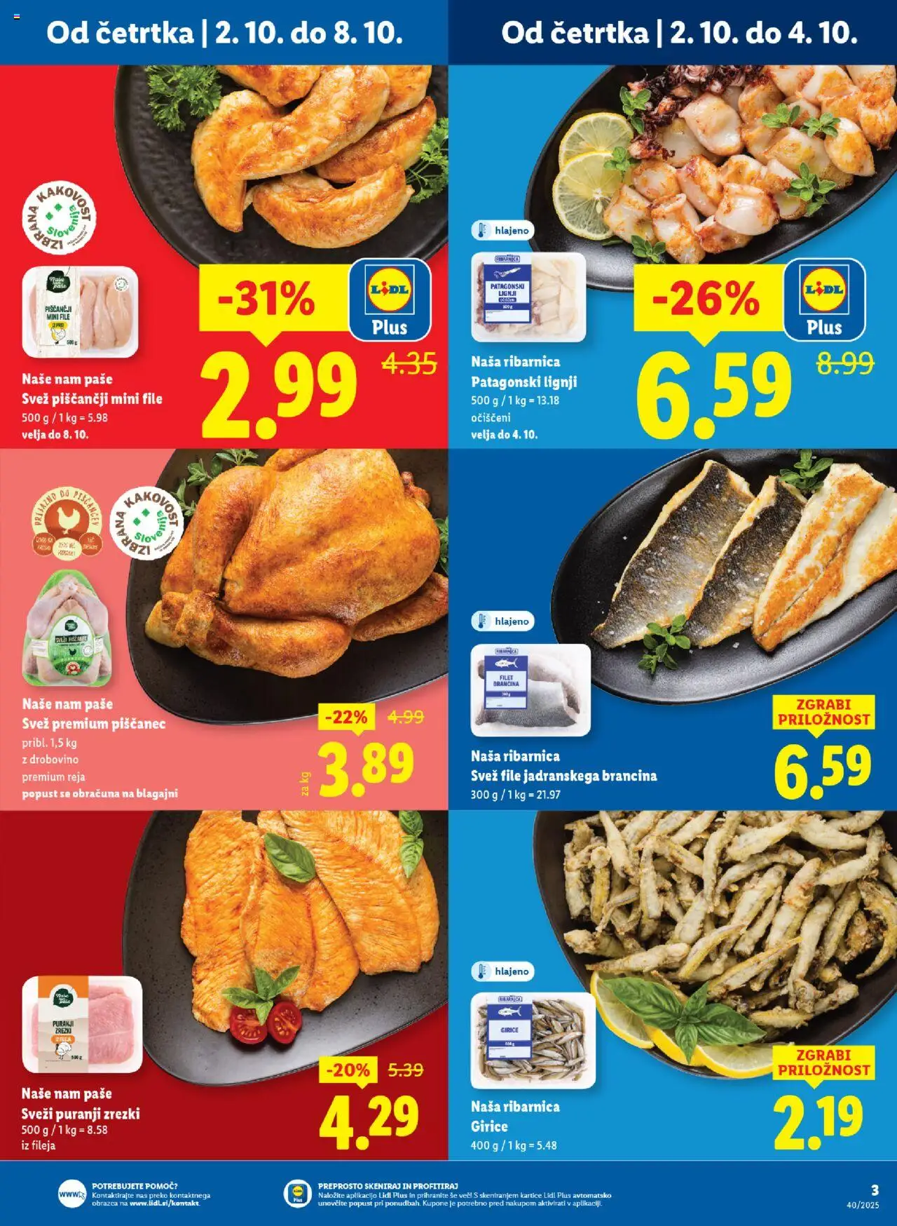 Novi Lidl katalog ponudbe – veljaven od 02.10.2025 | Stran: 3 | Izdelki: Lignji, Zrezki