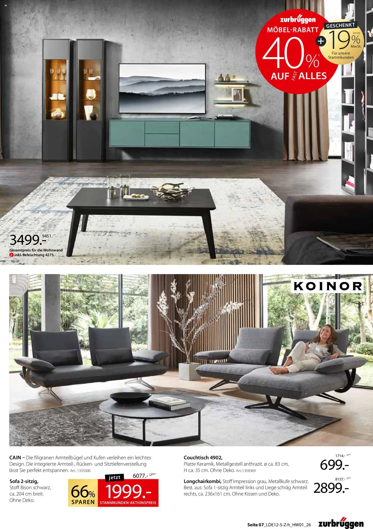 Zurbrüggen  Hochwert-Spezial – gültig ab 29.12.2025 | Seite: 11 | Produkte: Wohnwand, Kissen, Sofa, Liege