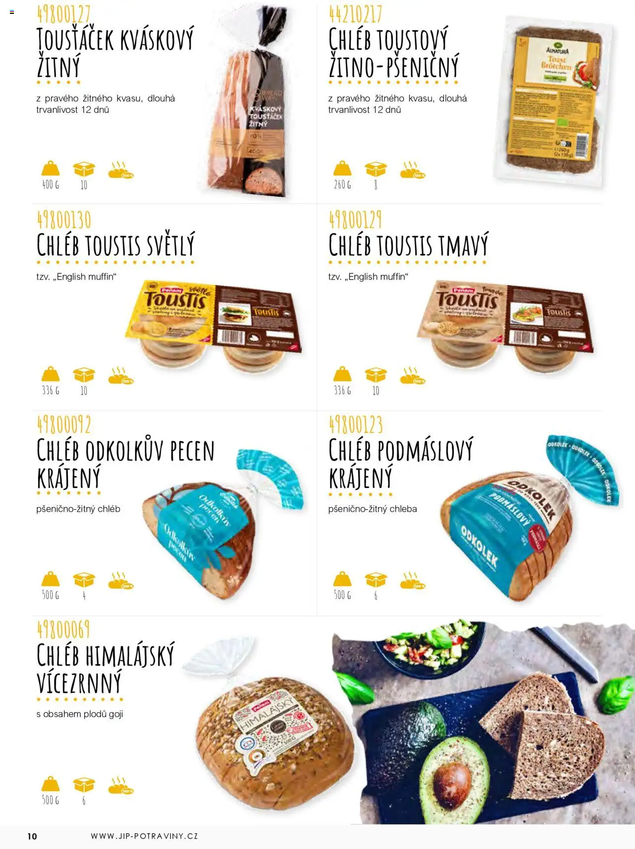 Jip katalog - Pečivo 2025 od 01.01.2025 | Strana: 10 | Produkty: Chleba, Chléb, Goji, Pekárna