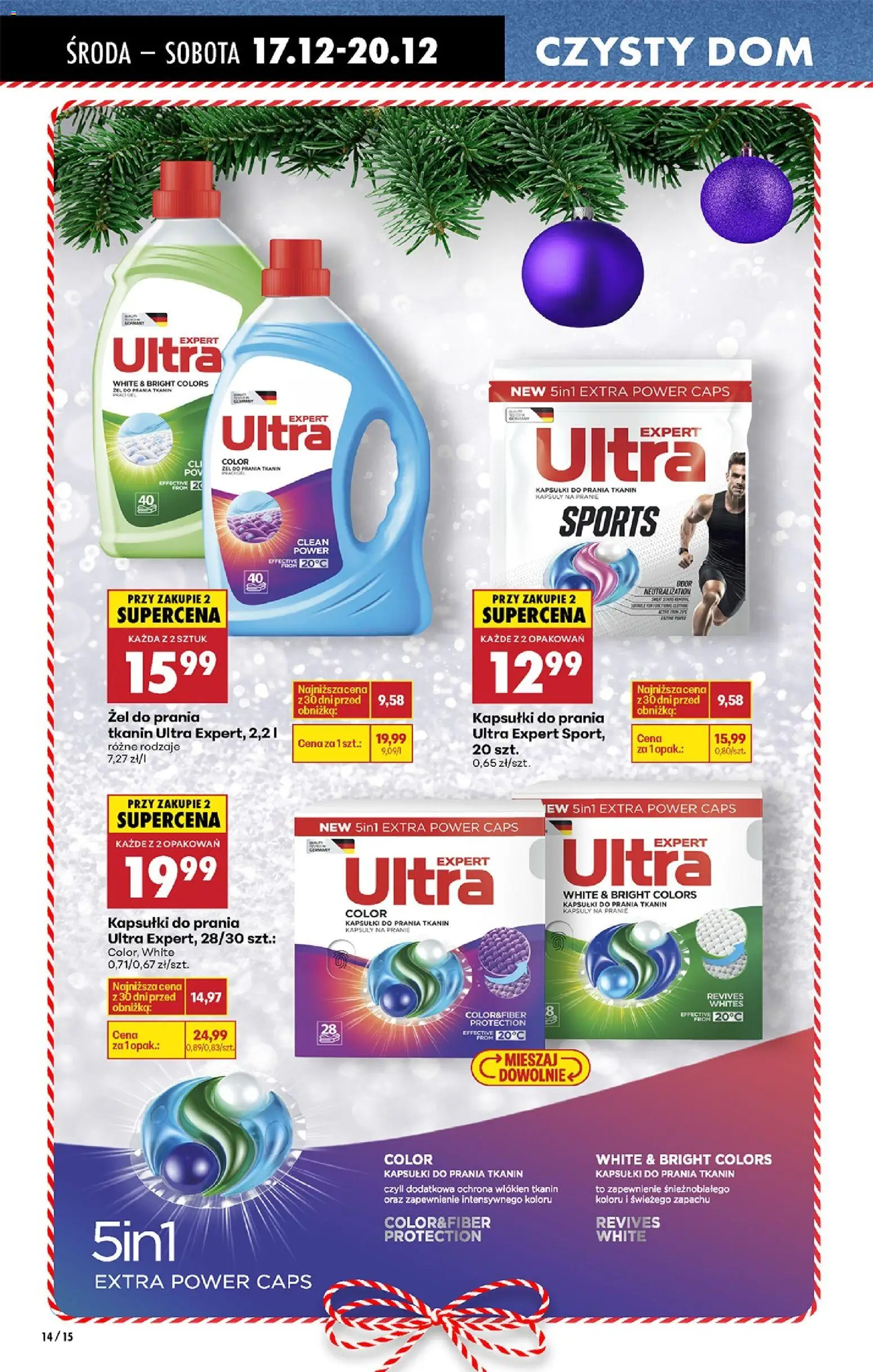 Biedronka gazetka - Drogeria Cleaning od 17.12.2025 | Strona: 14 | Produkty: Kapsułki do prania ultra, Kapsułki do prania, Detergent