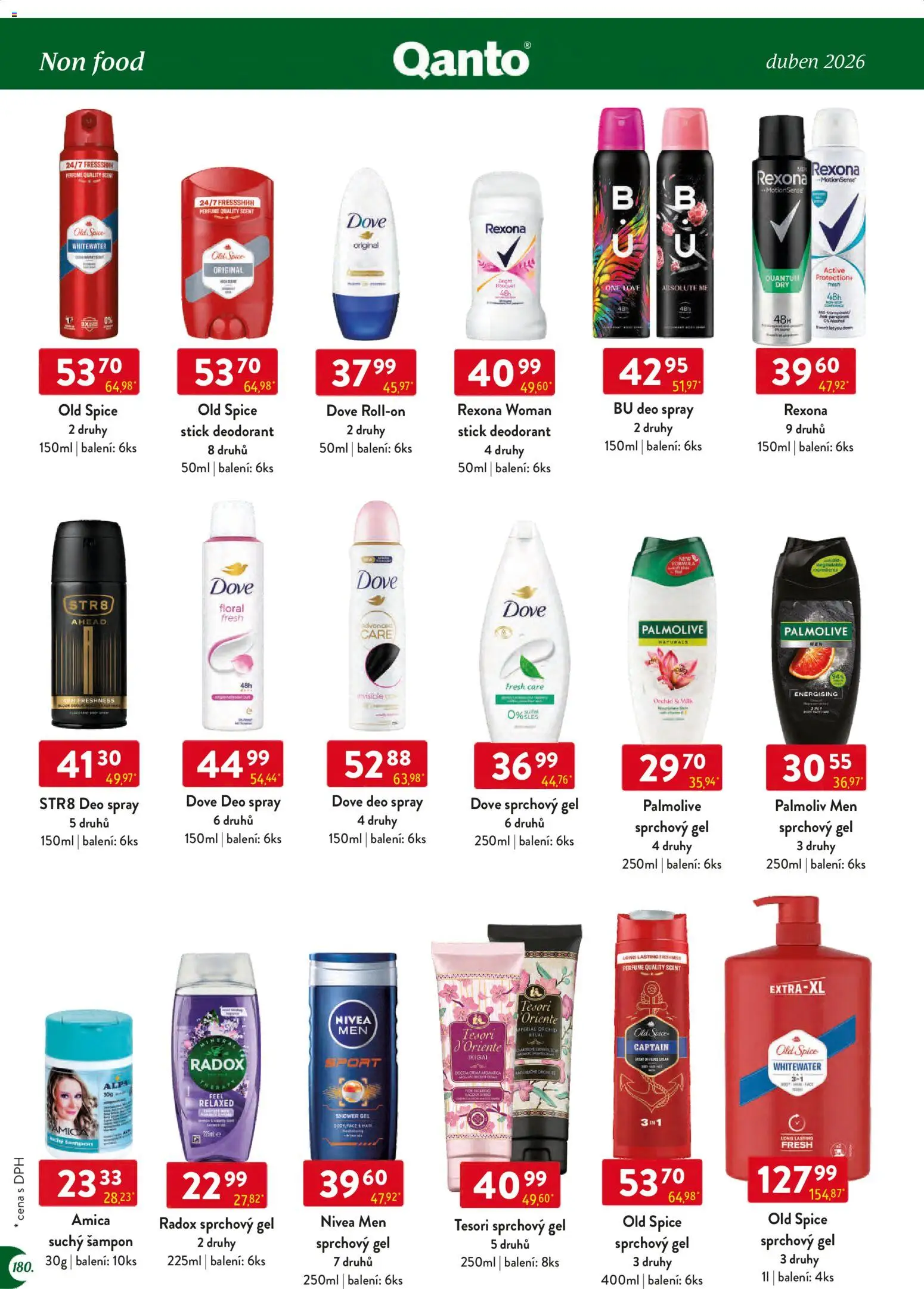 Astur & Qanto leták - Velkoobchod 04/2026 od 01.04.2026 | Strana: 180 | Produkty: Suchý šampon, Old Spice, Rexona, Šampon