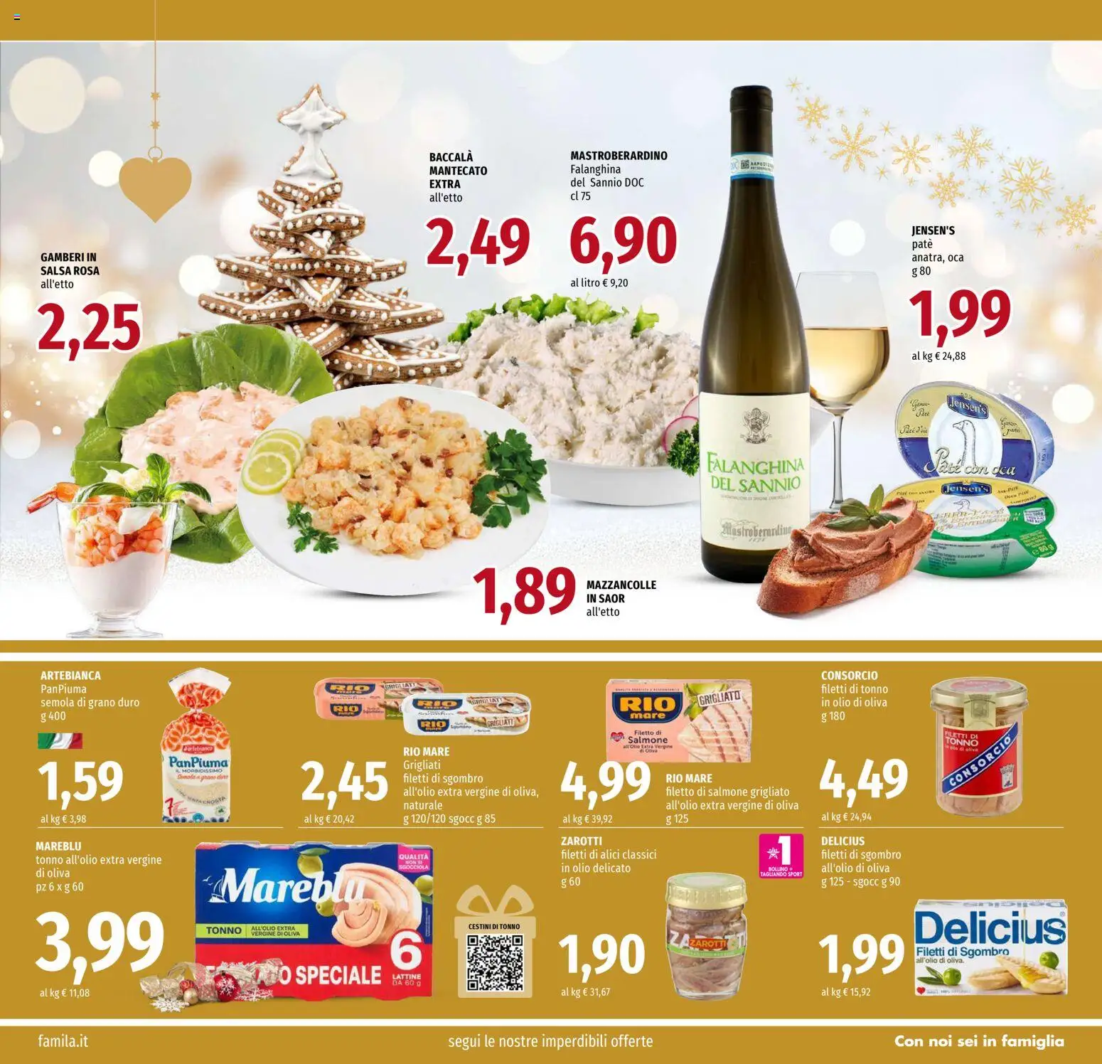 Volantino Famila del 11.12.2025 | Pagina: 5 | Prodotti: Salmone, Salsa, Tonno, Olio extra vergine