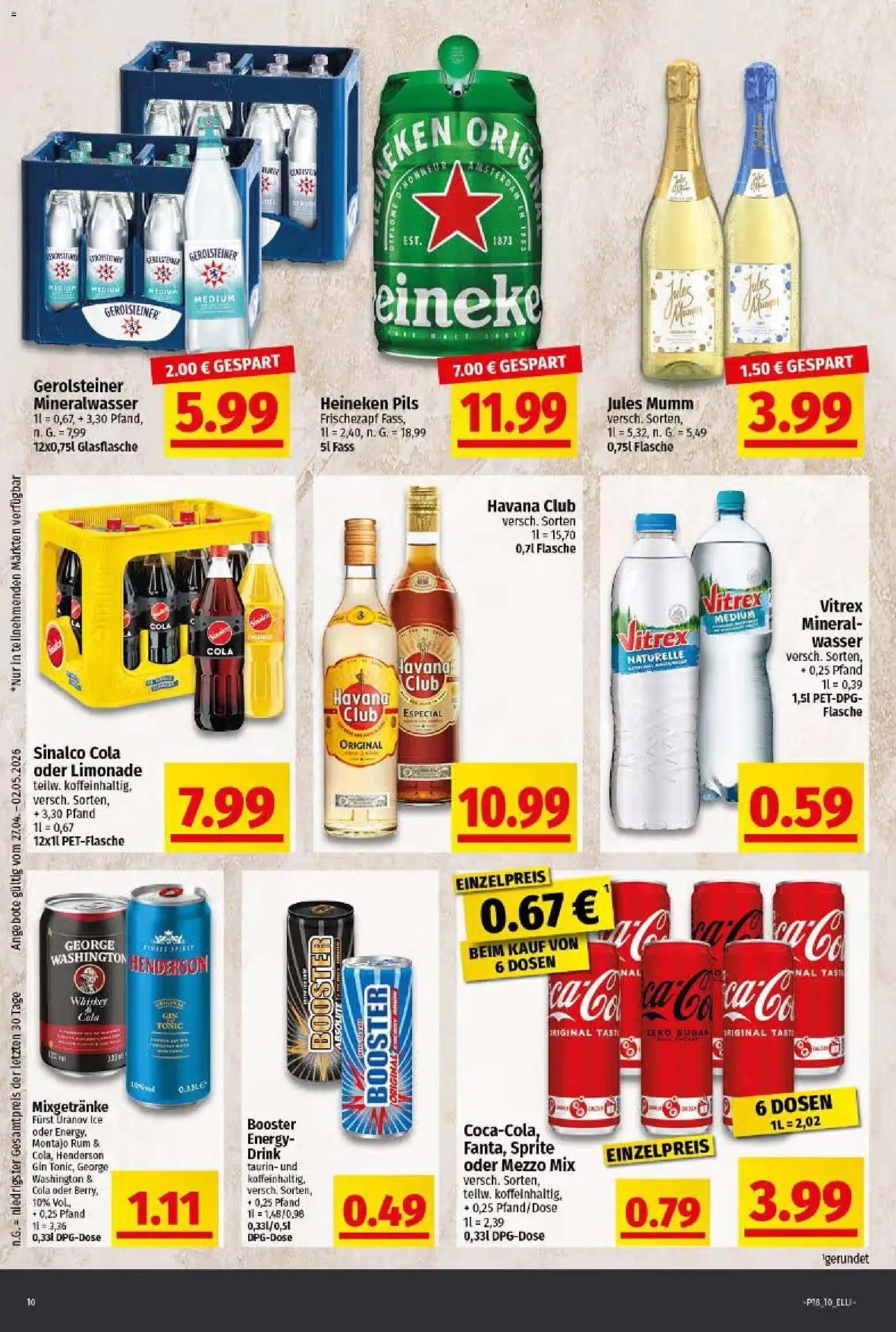 Elli Markt Prospekt Gütersloh – gültig ab 27.04.2026 | Seite: 10 | Produkte: Havana club, Rum, Wasser, Oder mezzo mix