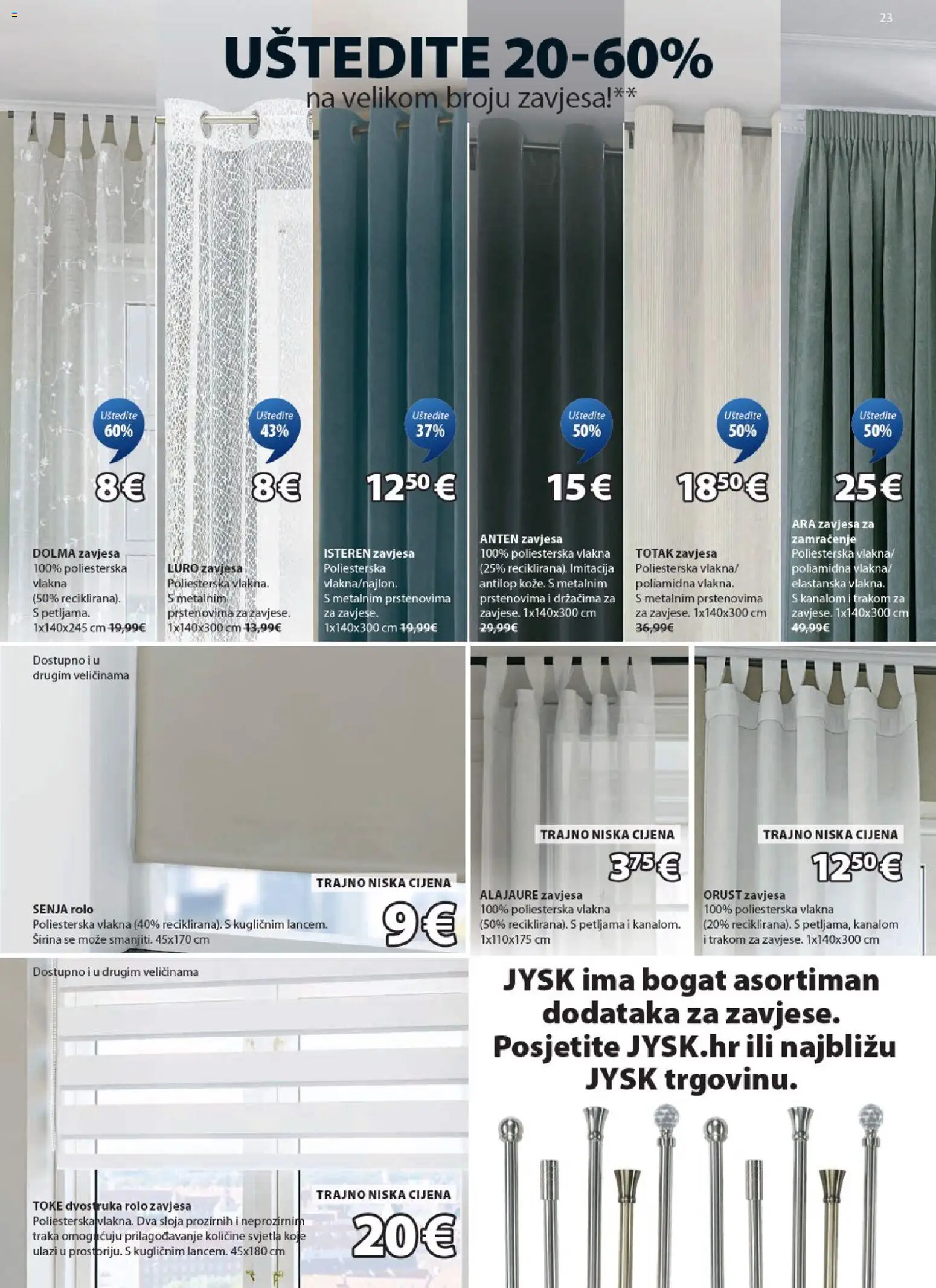 JYSK katalog | vrijedi od 04.03.2026 | Stranica: 23 | Proizvodi: Rolo zavjesa, Zavjesa