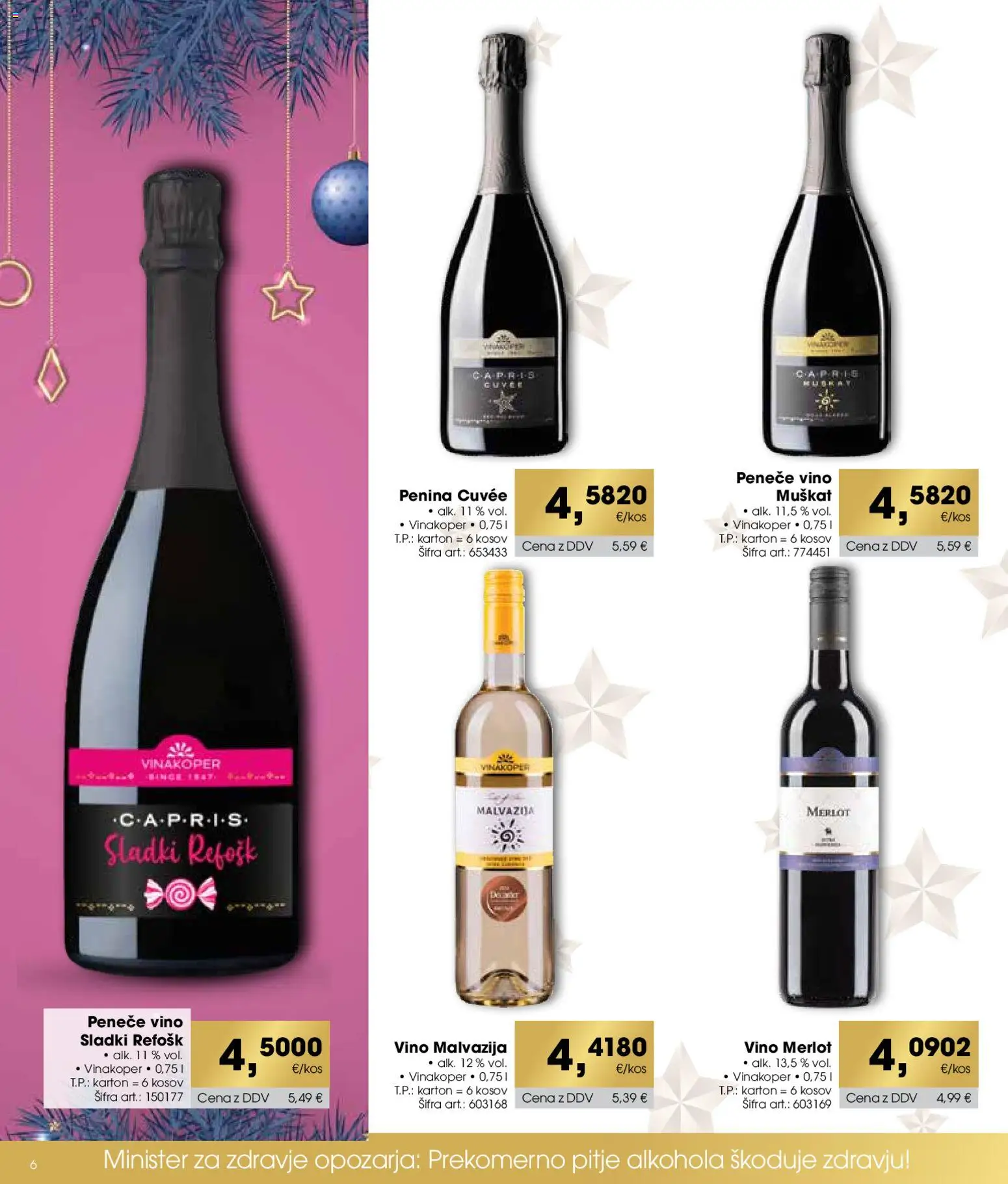 Novi Tuš katalog ponudbe – veljaven od 11.11.2025 | Stran: 6 | Izdelki: Penina, Vino