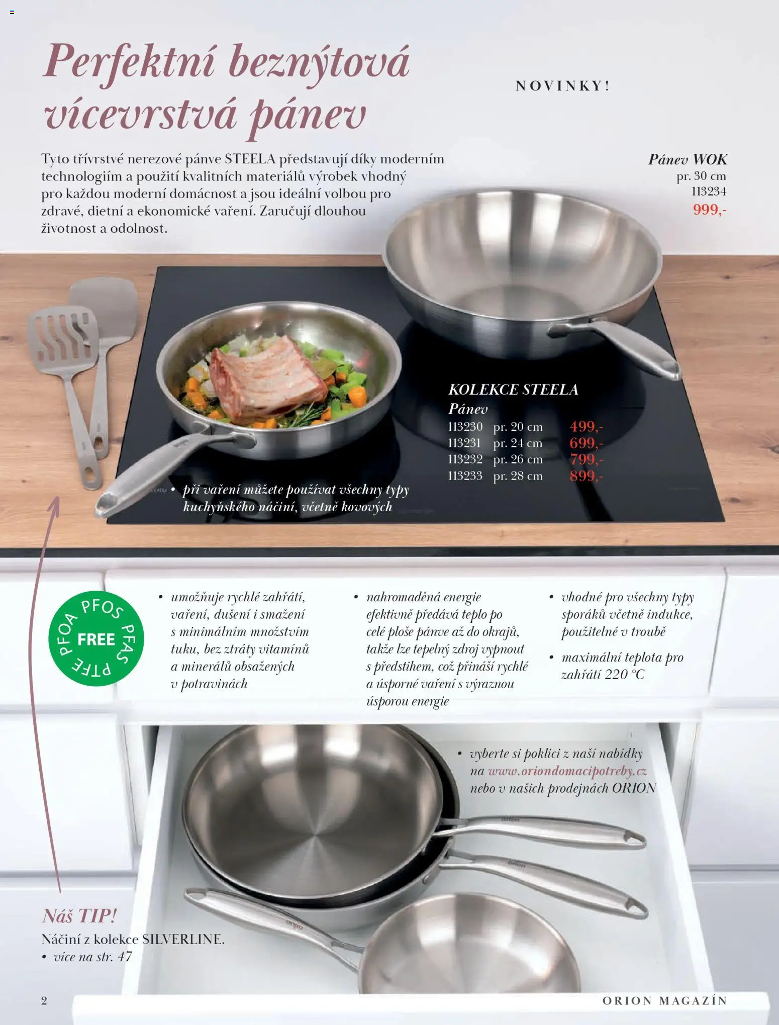 Orion leták - Jaro/Léto 2026 od 09.03.2026 | Strana: 2 | Produkty: Pánev, Pánve