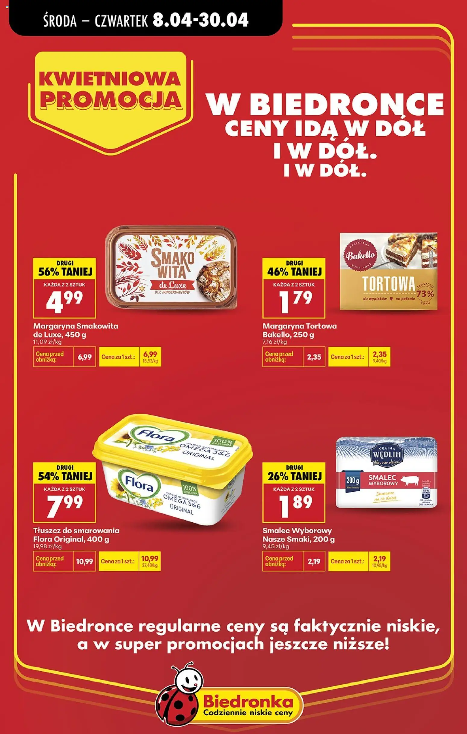 Biedronka gazetka - Kwietniowa promocja od 08.04.2026 | Strona: 6 | Produkty: Margaryna tortowa, Smalec wyborowy, Margaryna