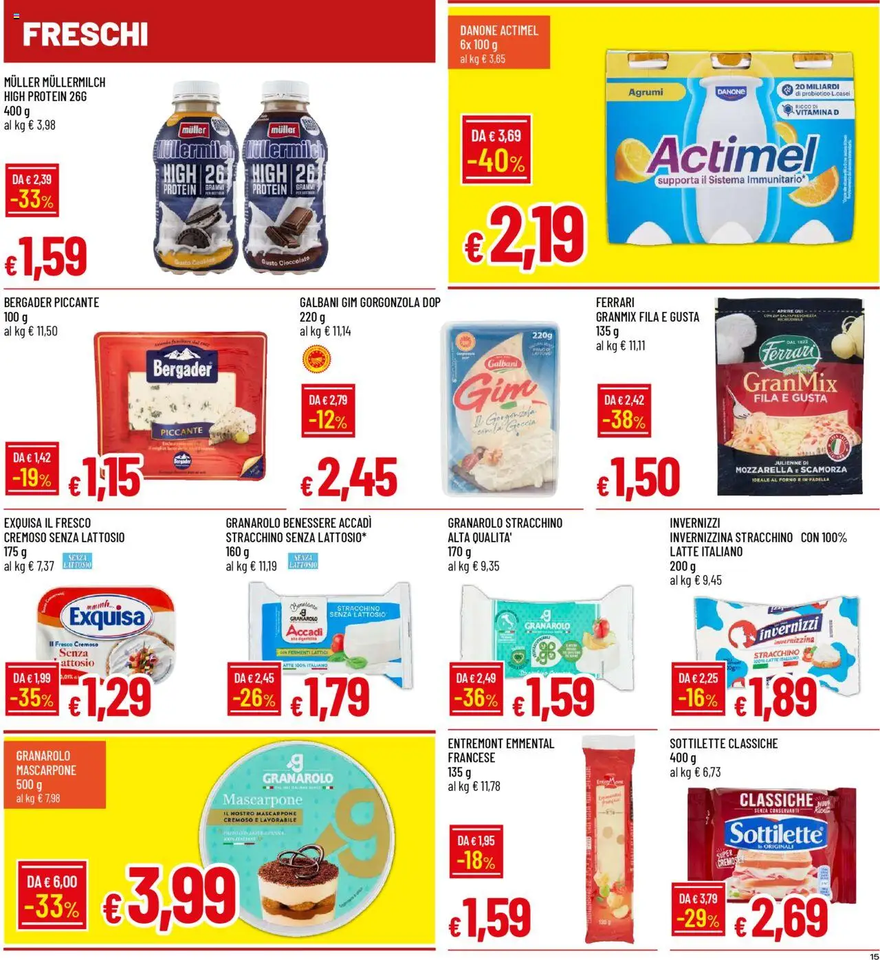 Volantino Famila del 09.10.2025 | Pagina: 15 | Prodotti: Cioccolato, Latte, Stracchino, Emmental
