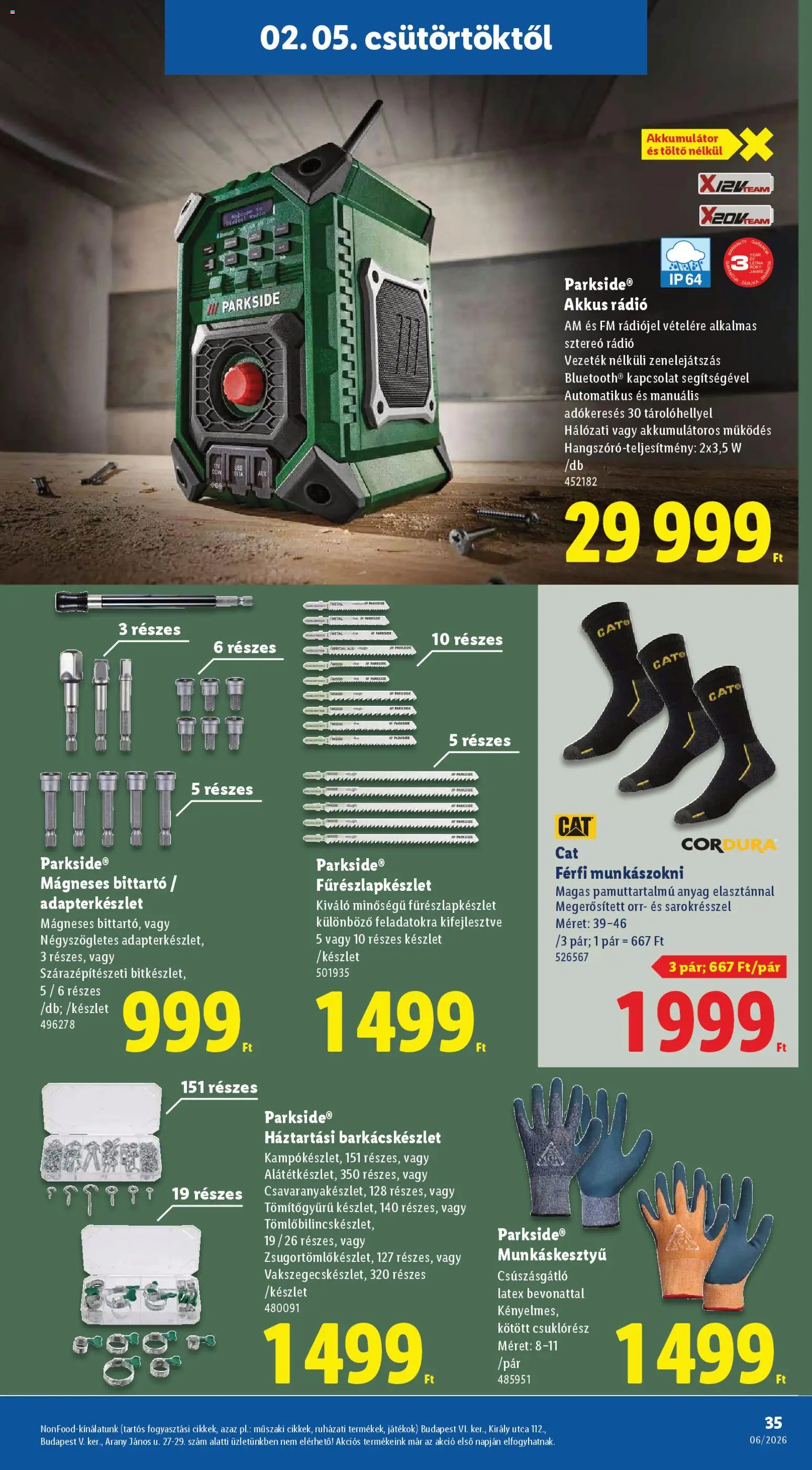Lidl akciós ujság - amely érvényes a következő dátumtól: 05.02.2026 | Oldal: 35 | Termékek: Parkside, Rádió, Játékok, Akkumulátor