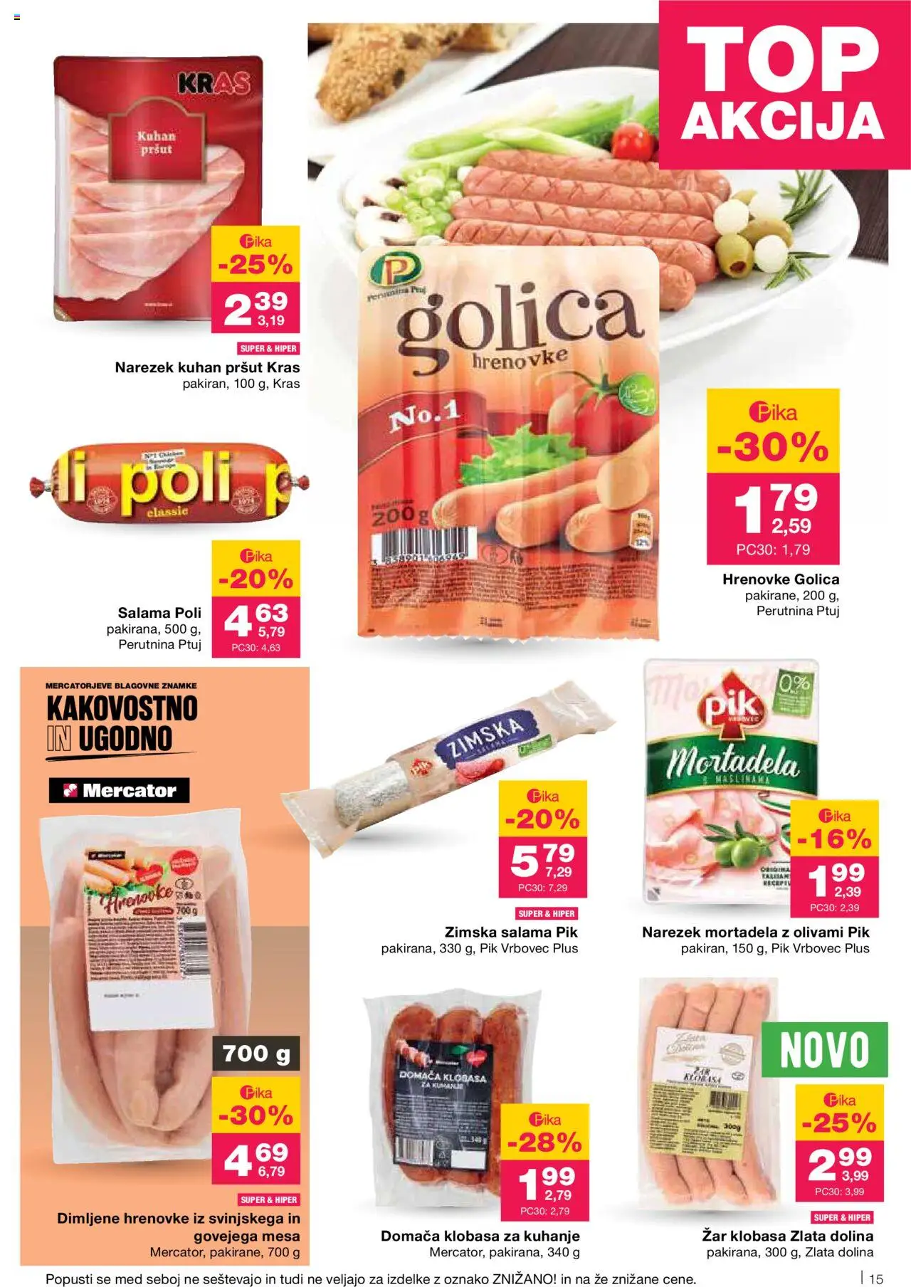 Mercator katalog │ velja od 07.08.2025 | Stran: 15 | Izdelki: Hrenovke, Pršut, Narezek, Salama