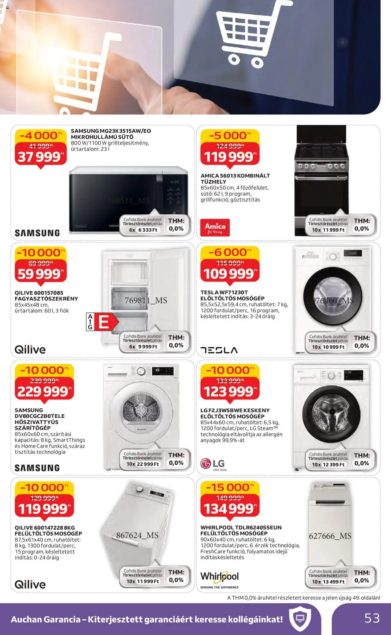 Auchan akciós ujság - amely érvényes a következő dátumtól: 16.10.2025 | Oldal: 53 | Termékek: Sütő, Fagyasztószekrény, Samsung, Felültöltős mosógép