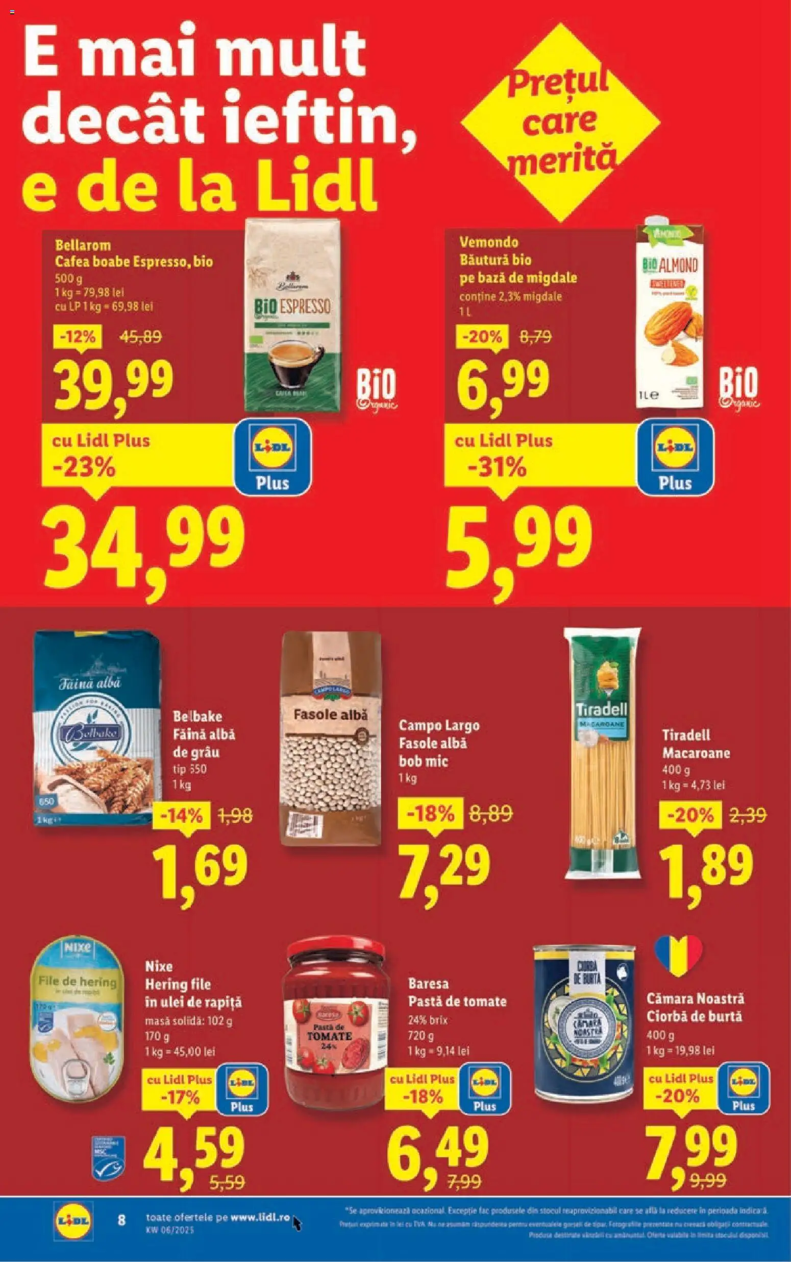 Noul catalog Lidl – valabil de la 02.02.2026 | Pagină: 8 | Produse: Şerit ödül, Cafea, Paste, Fasole albă