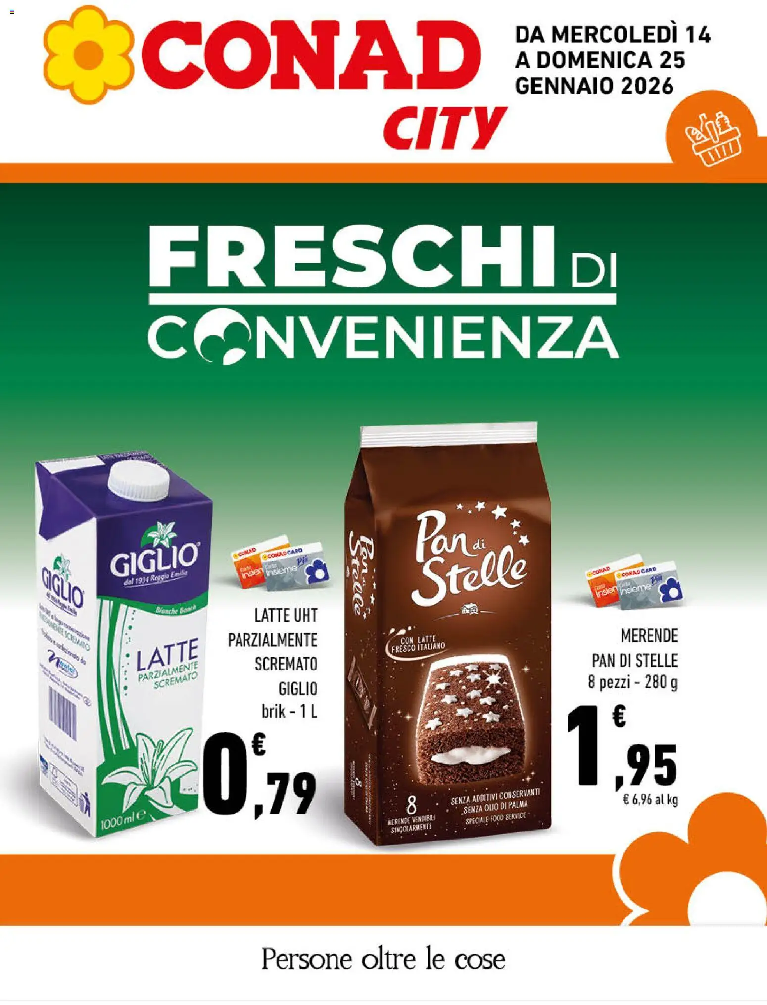 Volantino Conad del 14.01.2026 | Pagina: 1 | Prodotti: Latte, Olio, Latte parzialmente scremato