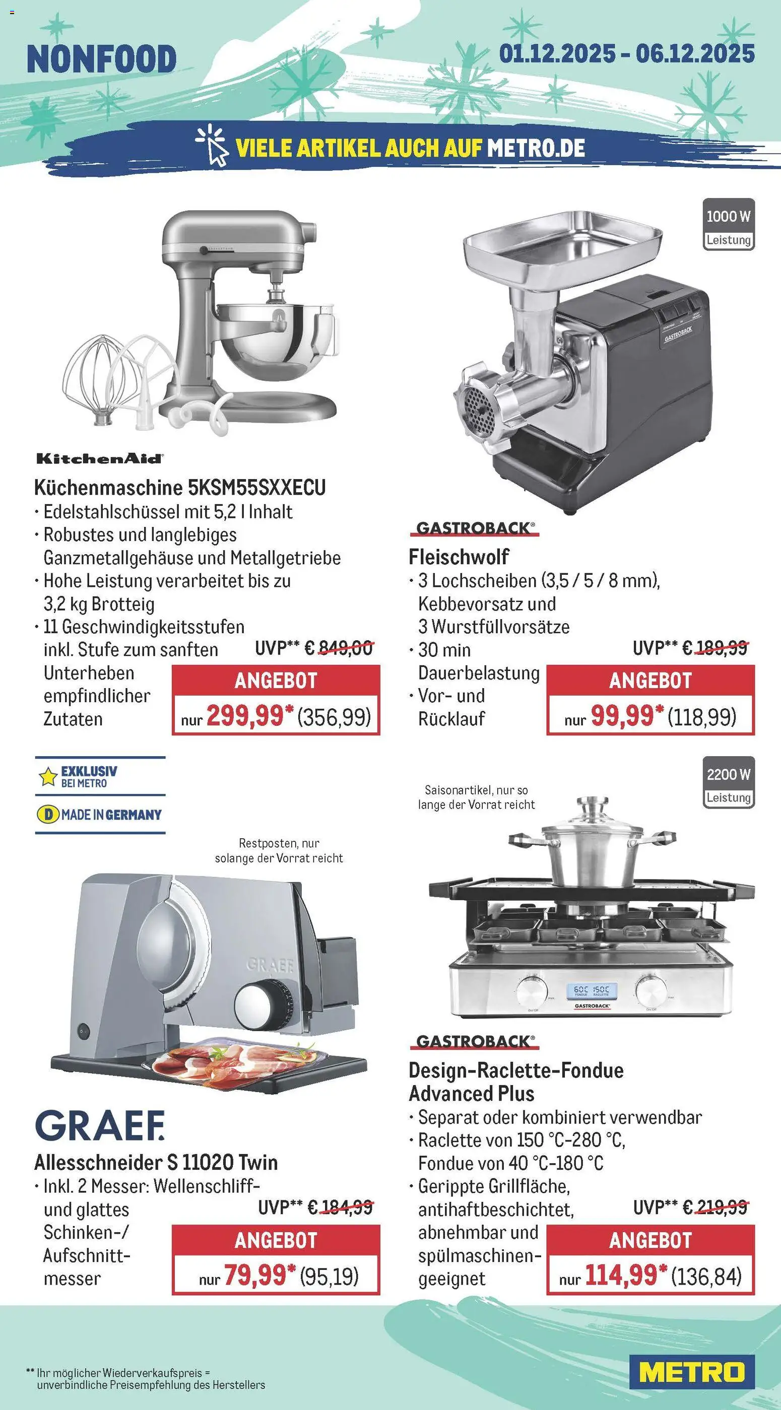 Metro Prospekt 	 – gültig ab 01.12.2025 | Seite: 20 | Produkte: Raclette, Fondue