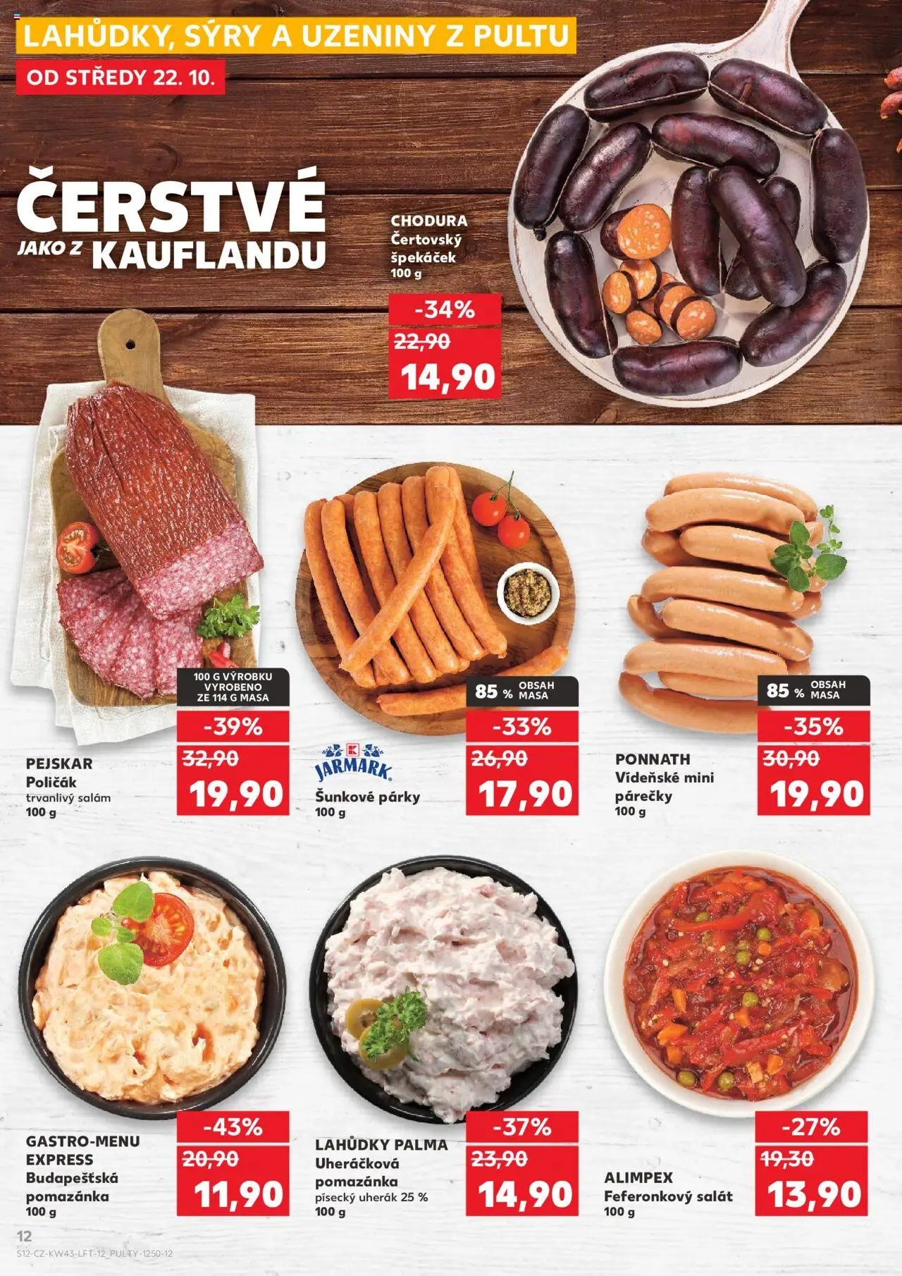 Kaufland leták - Chomutov od 22.10.2025 | Strana: 12 | Produkty: Uherák, Párky, Salát, Uzeniny