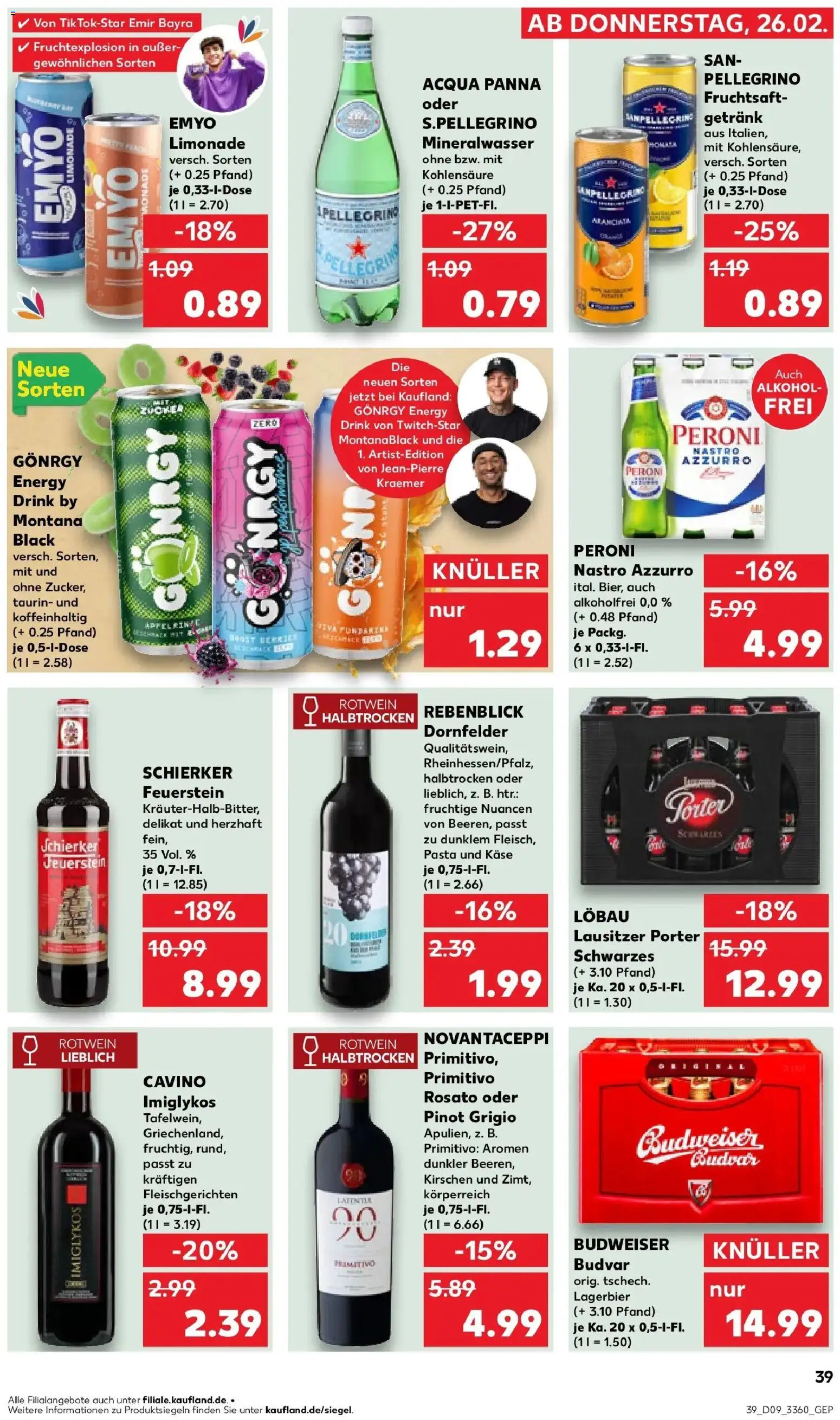Kaufland prospekt Strausberg	 – gültig ab 26.02.2026 | Seite: 39 | Produkte: Käse, Rotwein halbtrocken, Limonade, Fruchtsaft