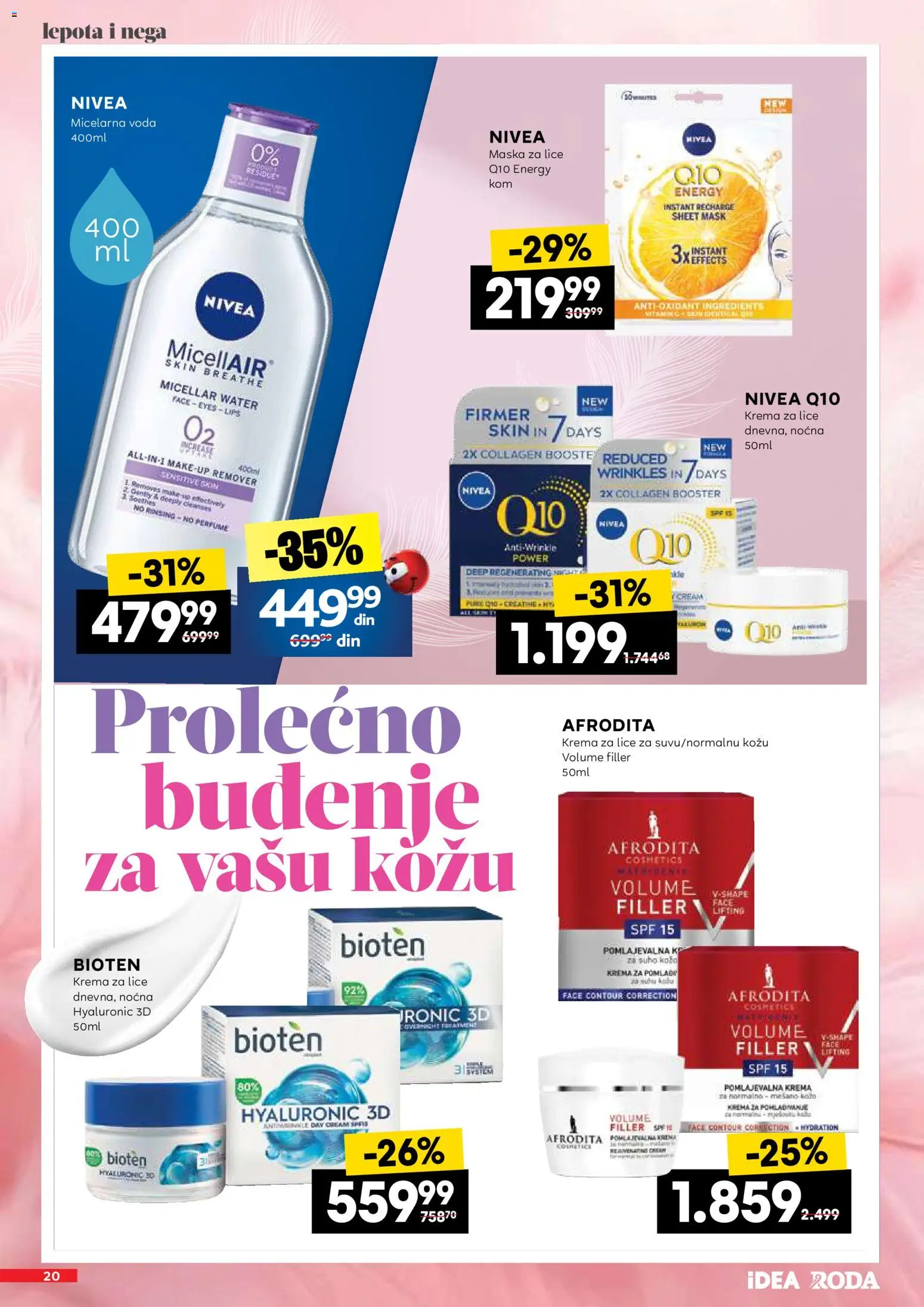 Idea katalog Neprehrane katalog - važi od 19.03.2026 | Strana: 20 | Proizvode: Nivea, Voda, Maska, Micelarna voda