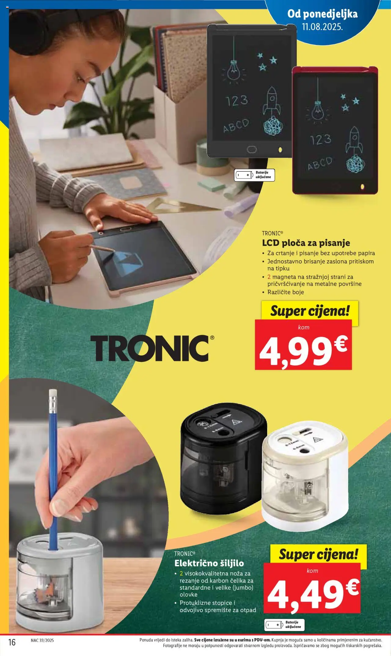 Lidl katalog | vrijedi od 31.07.2025 | Stranica: 16 | Proizvodi: Šiljilo, Baterije